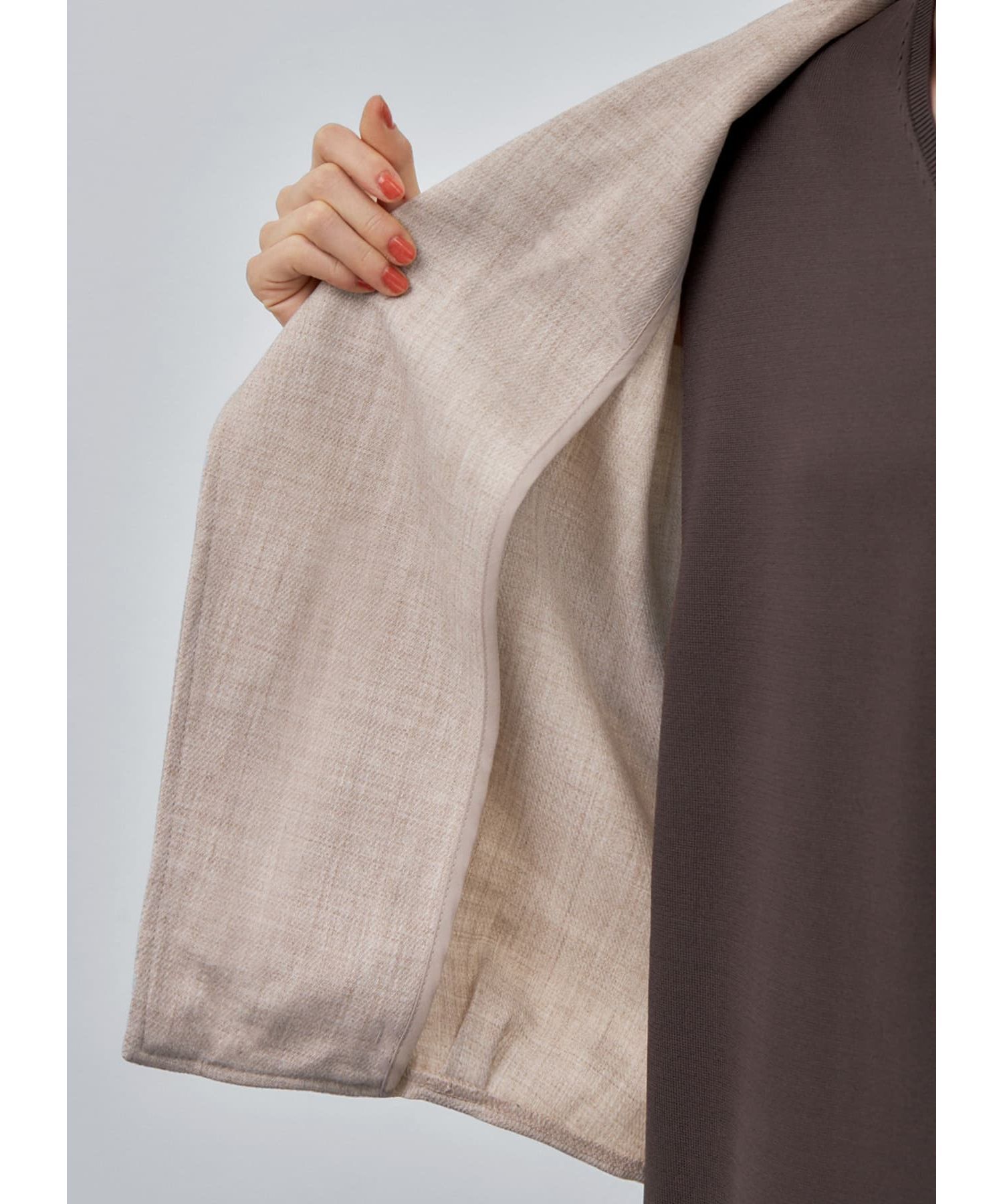 STYLE DELI「オープンカラードルマンジャケット」|ノーカラージャケット|