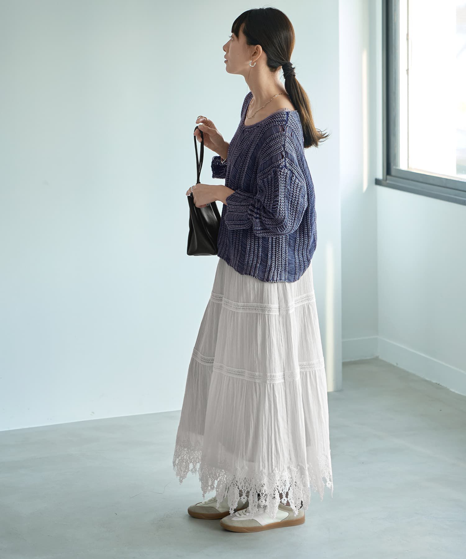 STYLE DELI「【LUXE】コットンレースギャザーロングスカート」|スカート|