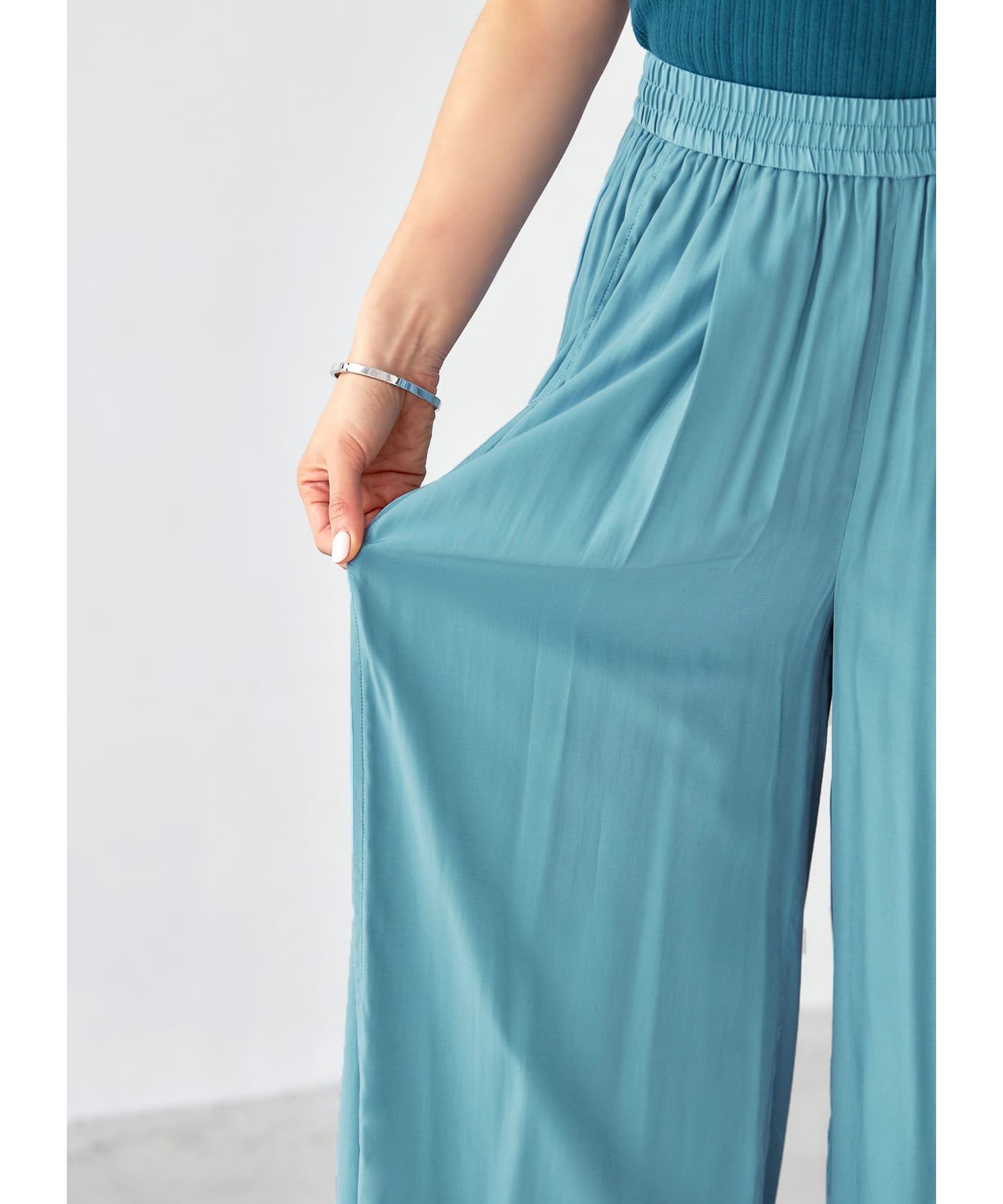 STYLE DELI「質感加工サテンギャザーワイドパンツ」|その他|