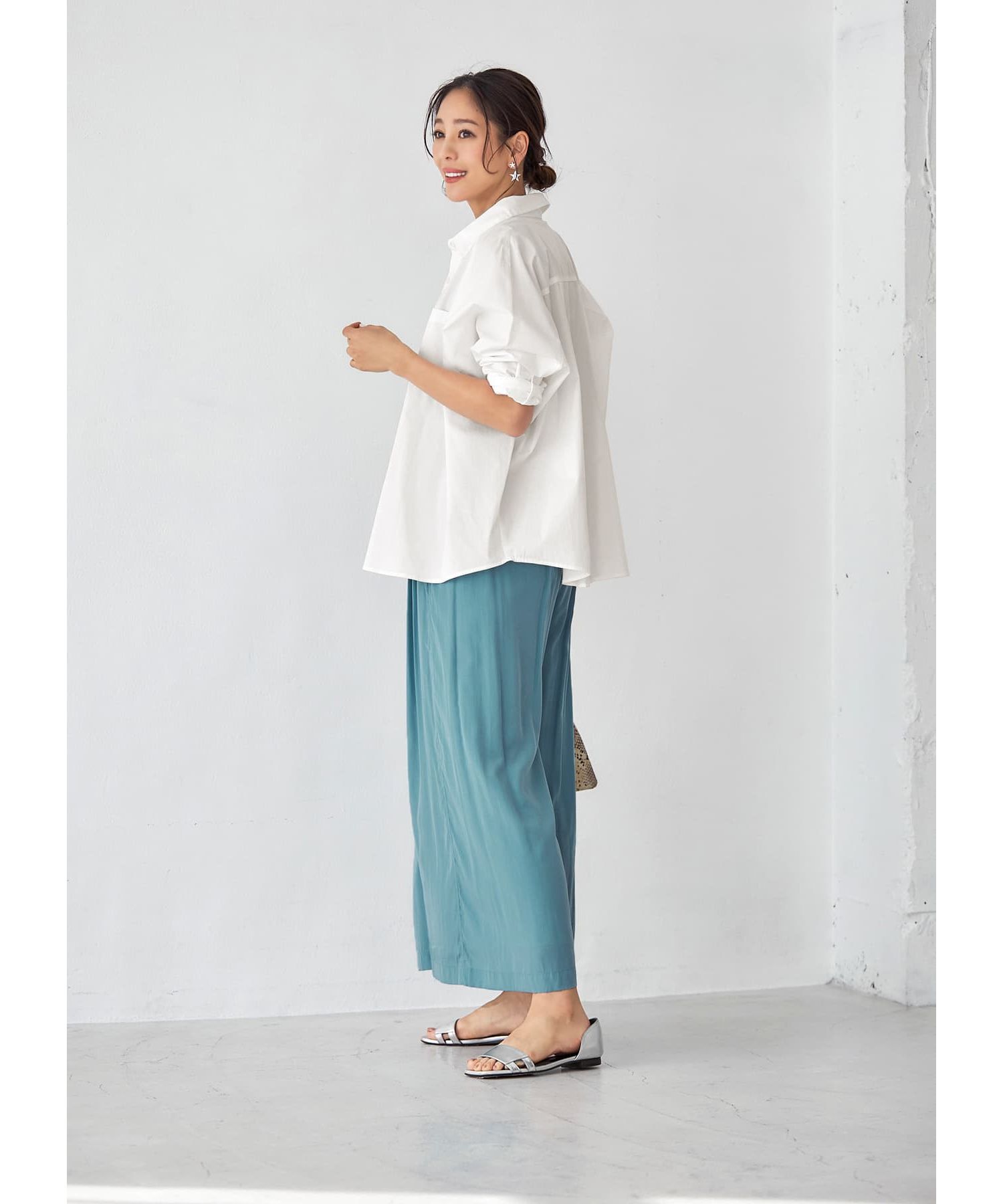 STYLE DELI「質感加工サテンギャザーワイドパンツ」|その他|