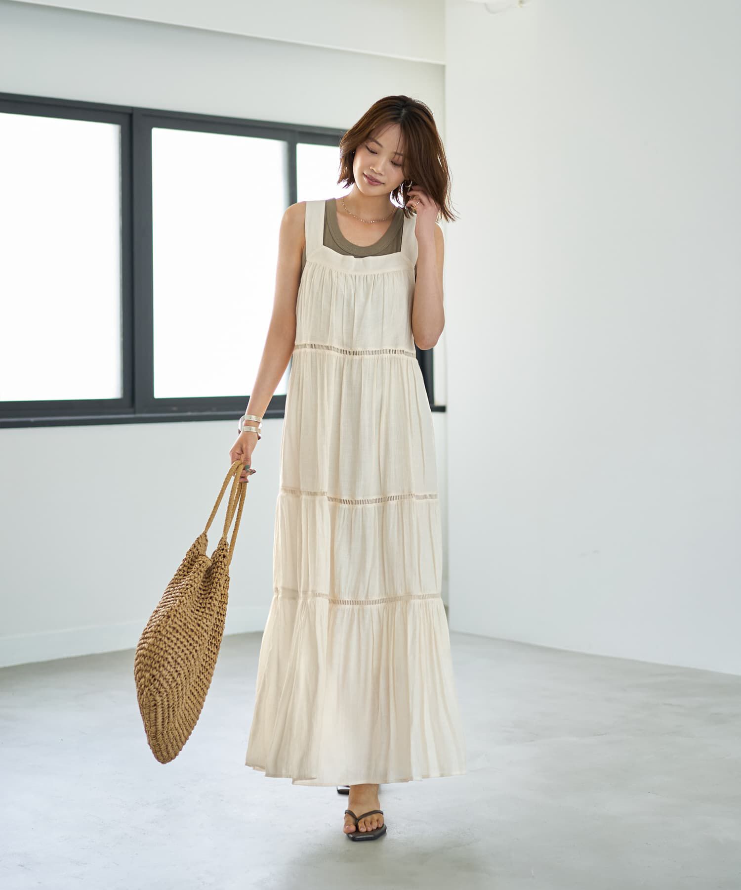 STYLE DELI「楊柳ティアードロングワンピース」|ワンピース|