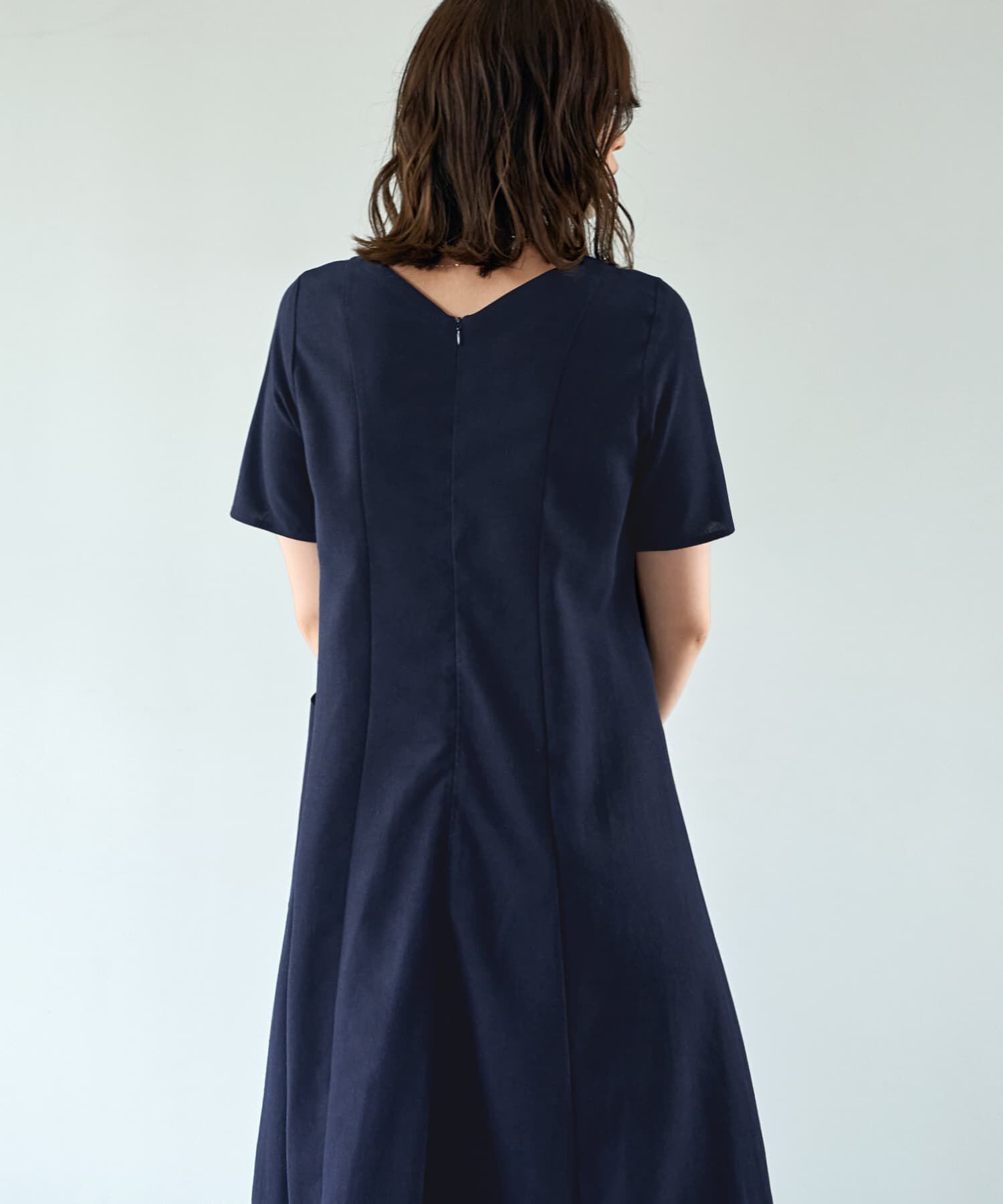 STYLE DELI「綿麻ポケット切替フレアロングワンピース」|ワンピース|