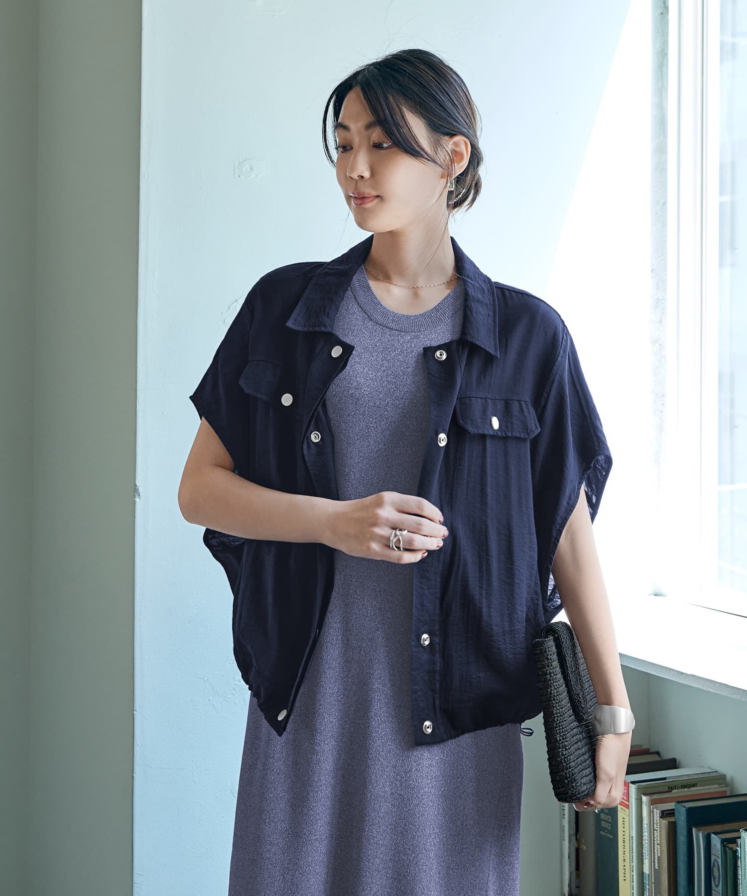 STYLE DELI「くったりシャツ型スナップブルゾン」|その他|ネイビー