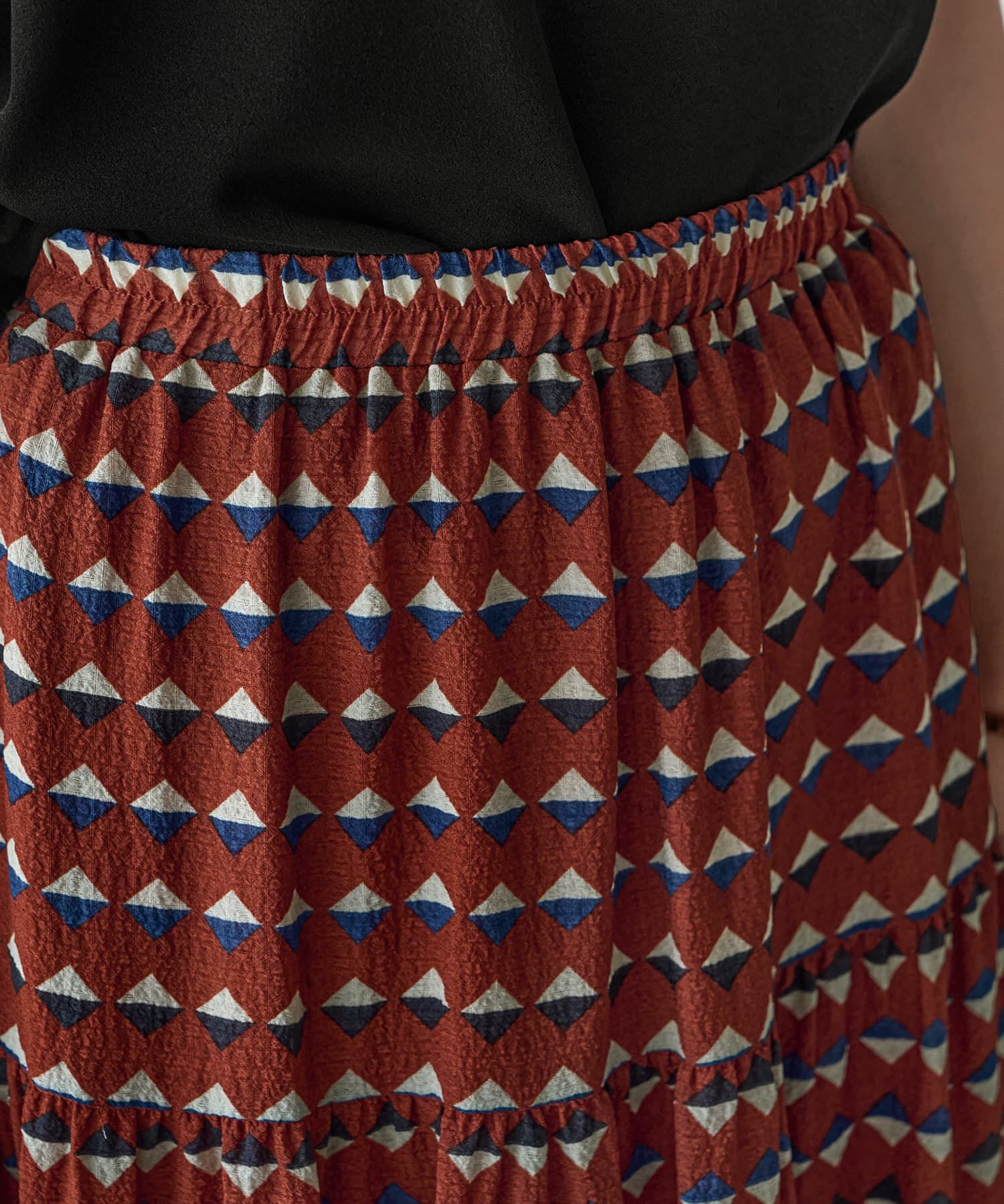 STYLE DELI「ひし形カラープリントティアードスカート」|フレア|