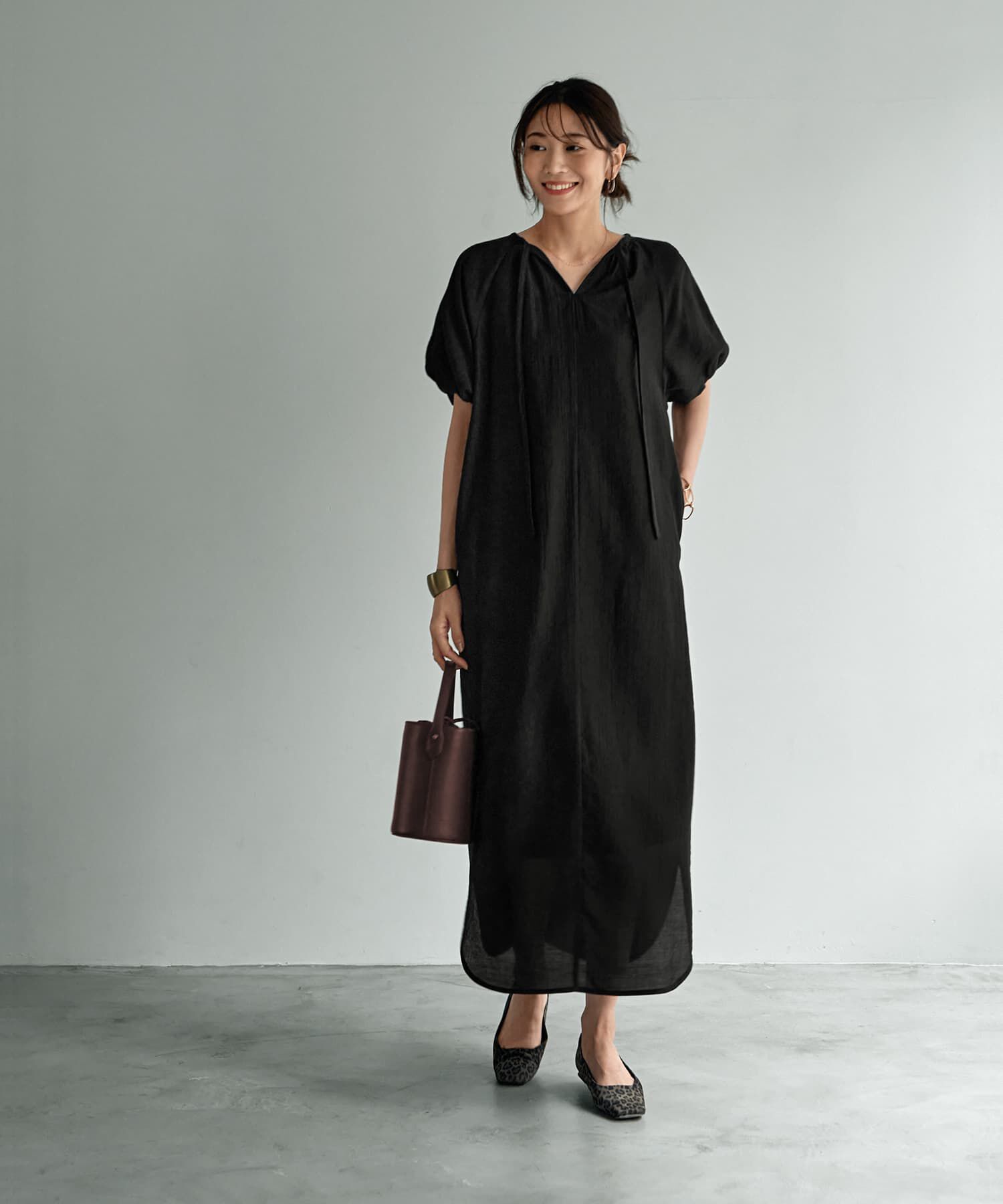 STYLE DELI「バルーンスリーブラグラン楊柳ワンピース」|ワンピース|