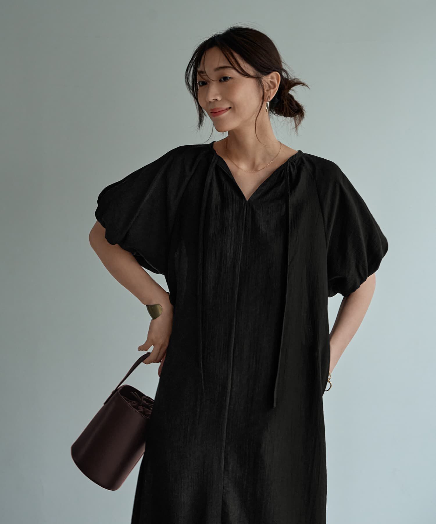 STYLE DELI「バルーンスリーブラグラン楊柳ワンピース」|ワンピース|