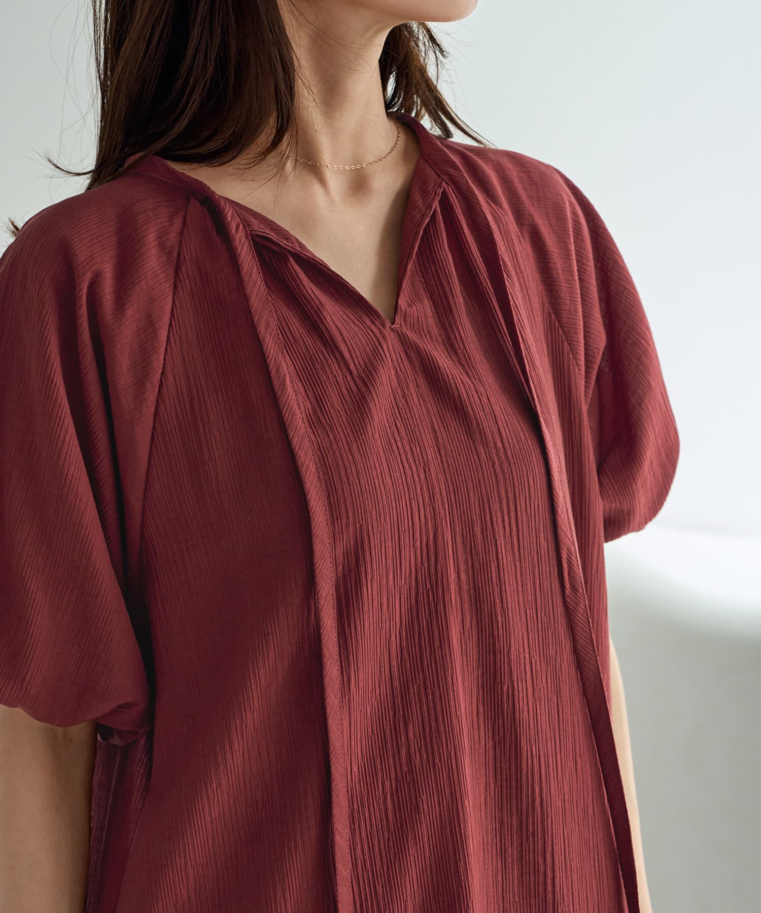 STYLE DELI「バルーンスリーブラグラン楊柳ワンピース」|ワンピース|