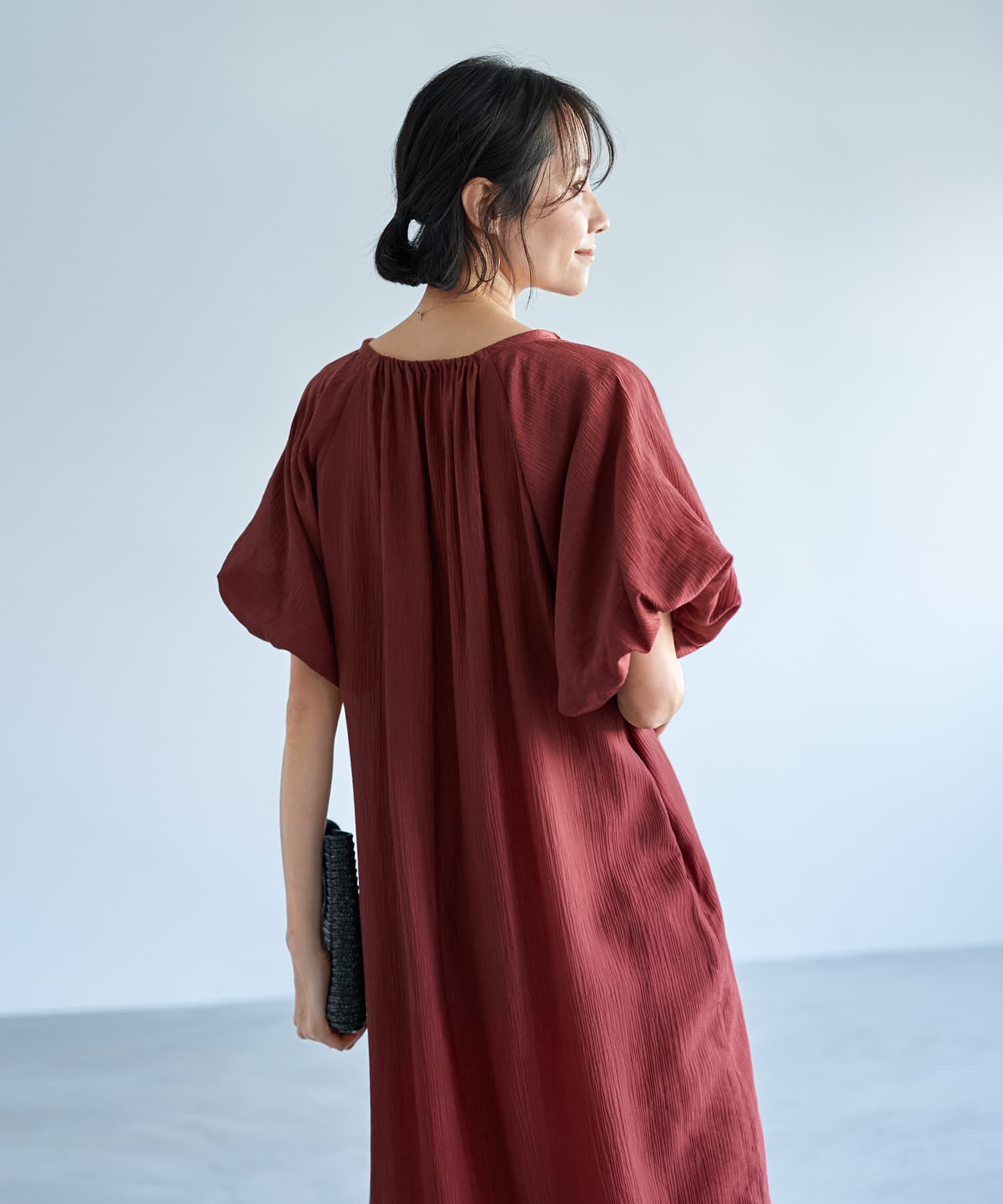 STYLE DELI「バルーンスリーブラグラン楊柳ワンピース」|ワンピース|