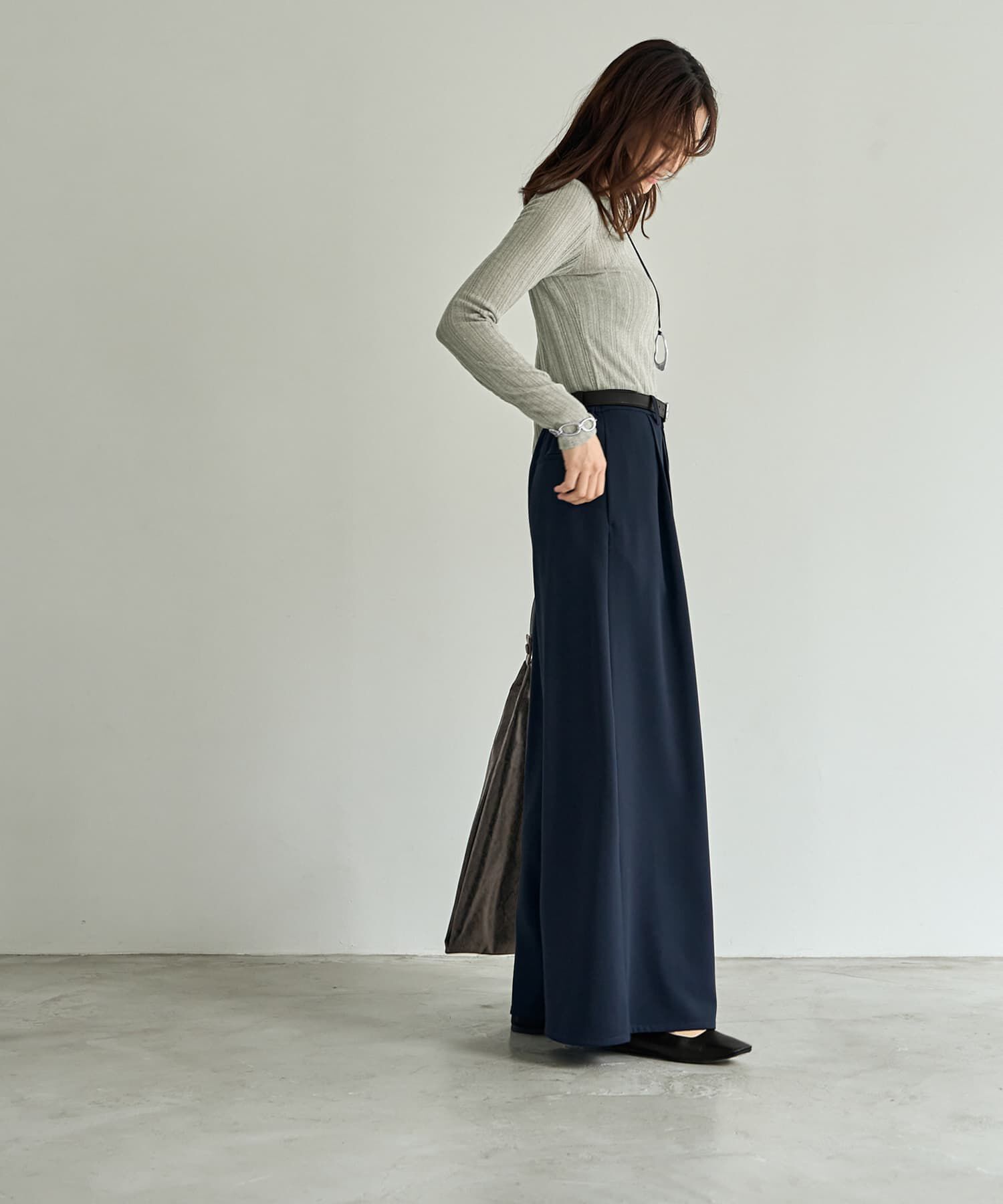 STYLE DELI「縦織り落ち感ワイドパンツ」|スラックス|