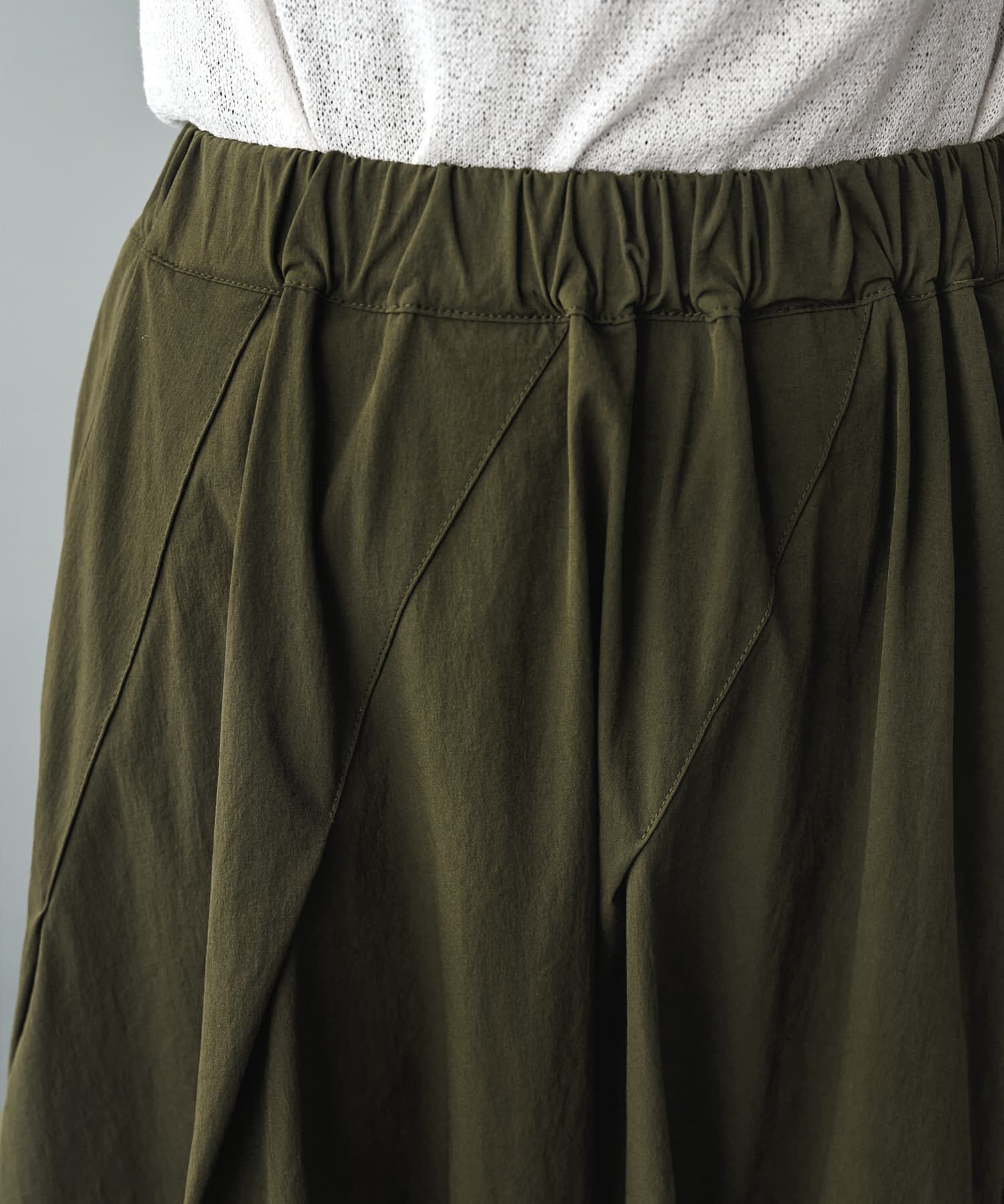 STYLE DELI「【LUXE】ストレッチタフタ立体タックスカート」|フレア|