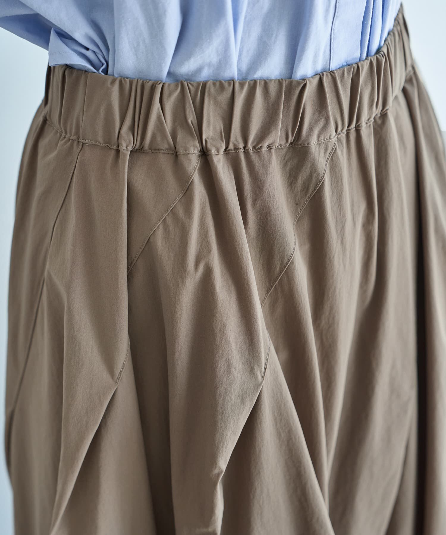 STYLE DELI「【LUXE】ストレッチタフタ立体タックスカート」|フレア|