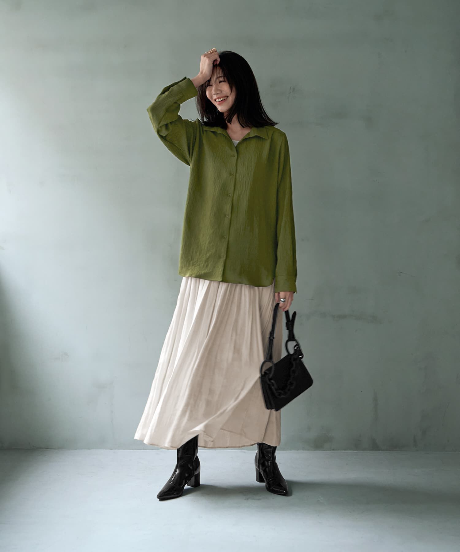 STYLE DELI「シボ入りガーゼ調V開きシャツ」|シャツ・ブラウス|