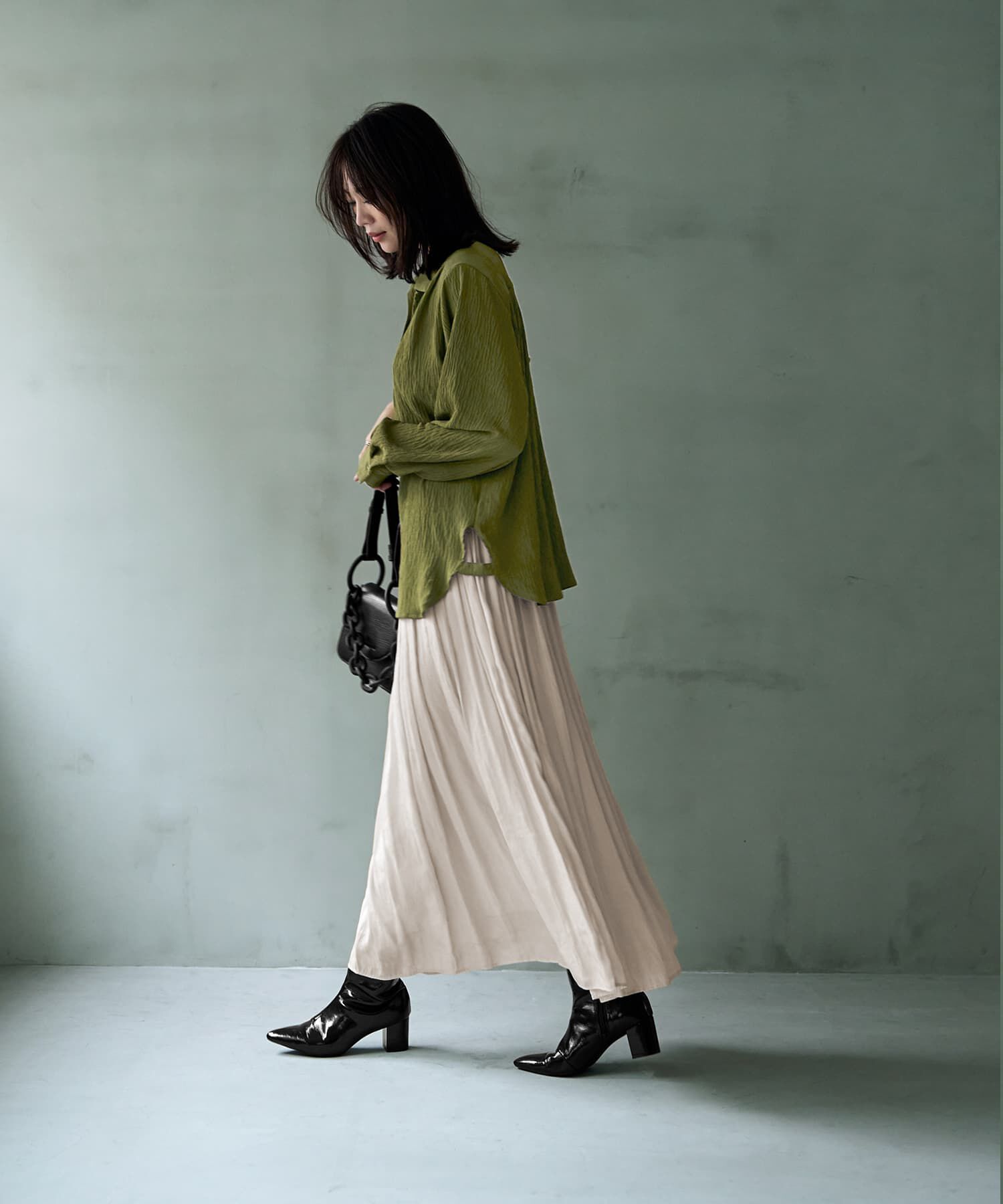 STYLE DELI「シボ入りガーゼ調V開きシャツ」|シャツ・ブラウス|