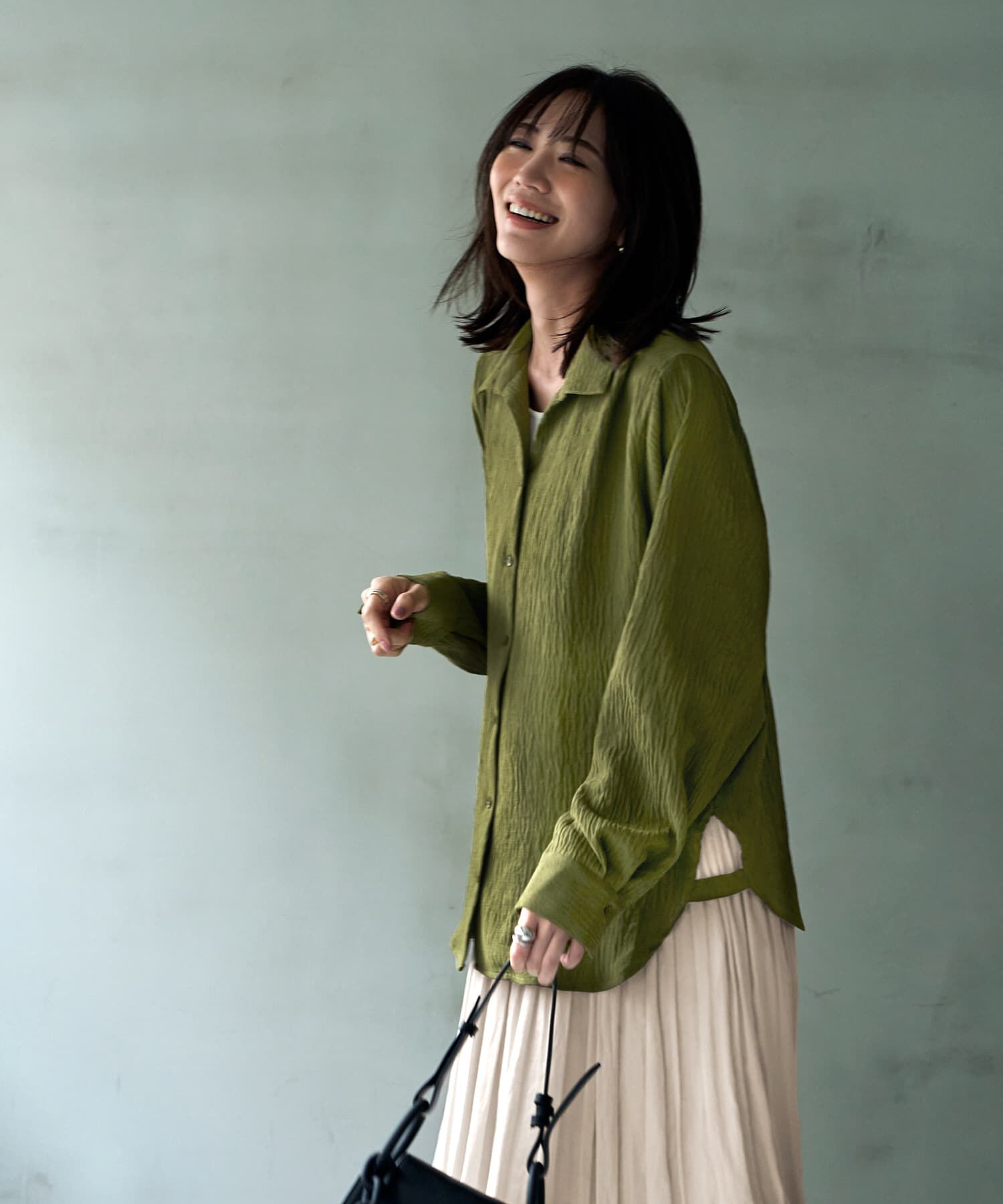 STYLE DELI「シボ入りガーゼ調V開きシャツ」|シャツ・ブラウス|