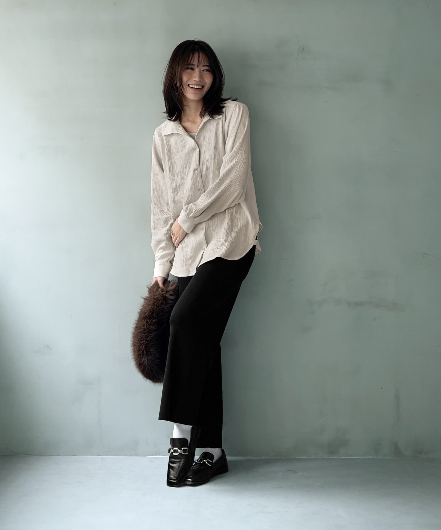 STYLE DELI「シボ入りガーゼ調V開きシャツ」|シャツ・ブラウス|