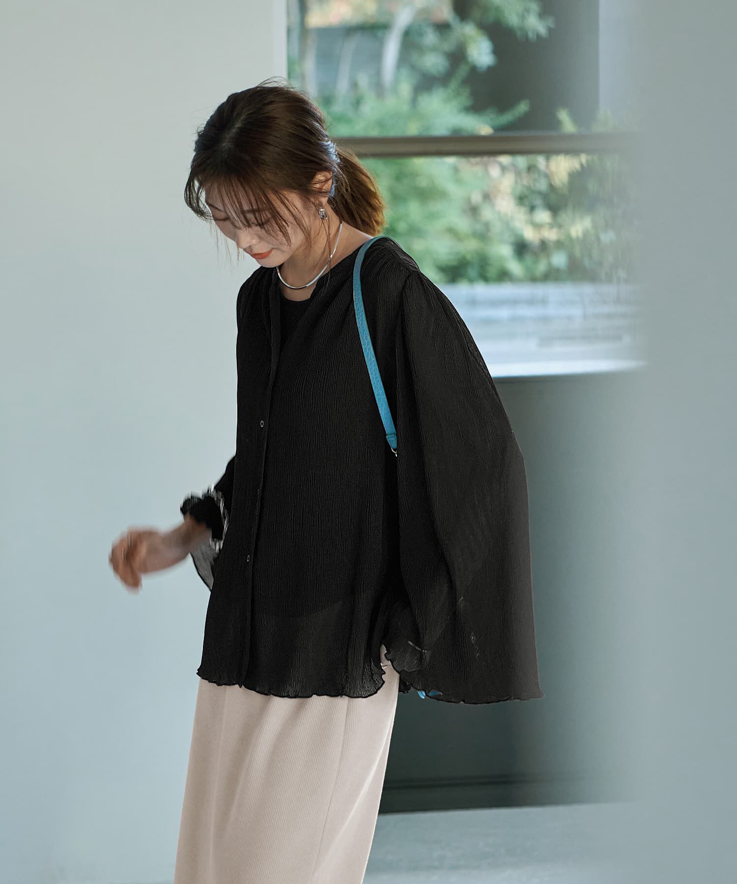 STYLE DELI「シャーリングシフォン楊柳風ブラウス」|シャツ・ブラウス|