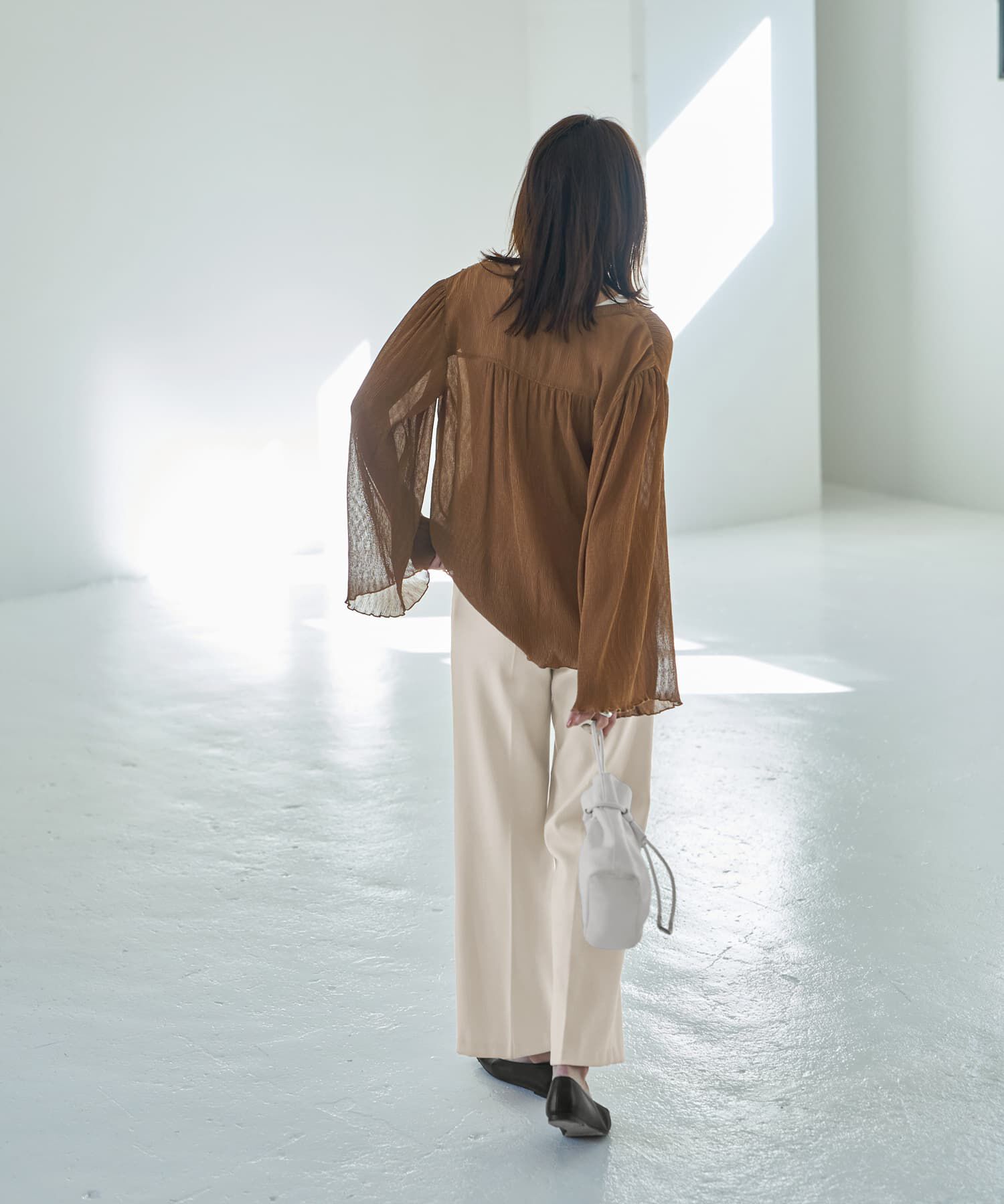 STYLE DELI「シャーリングシフォン楊柳風ブラウス」|シャツ・ブラウス|