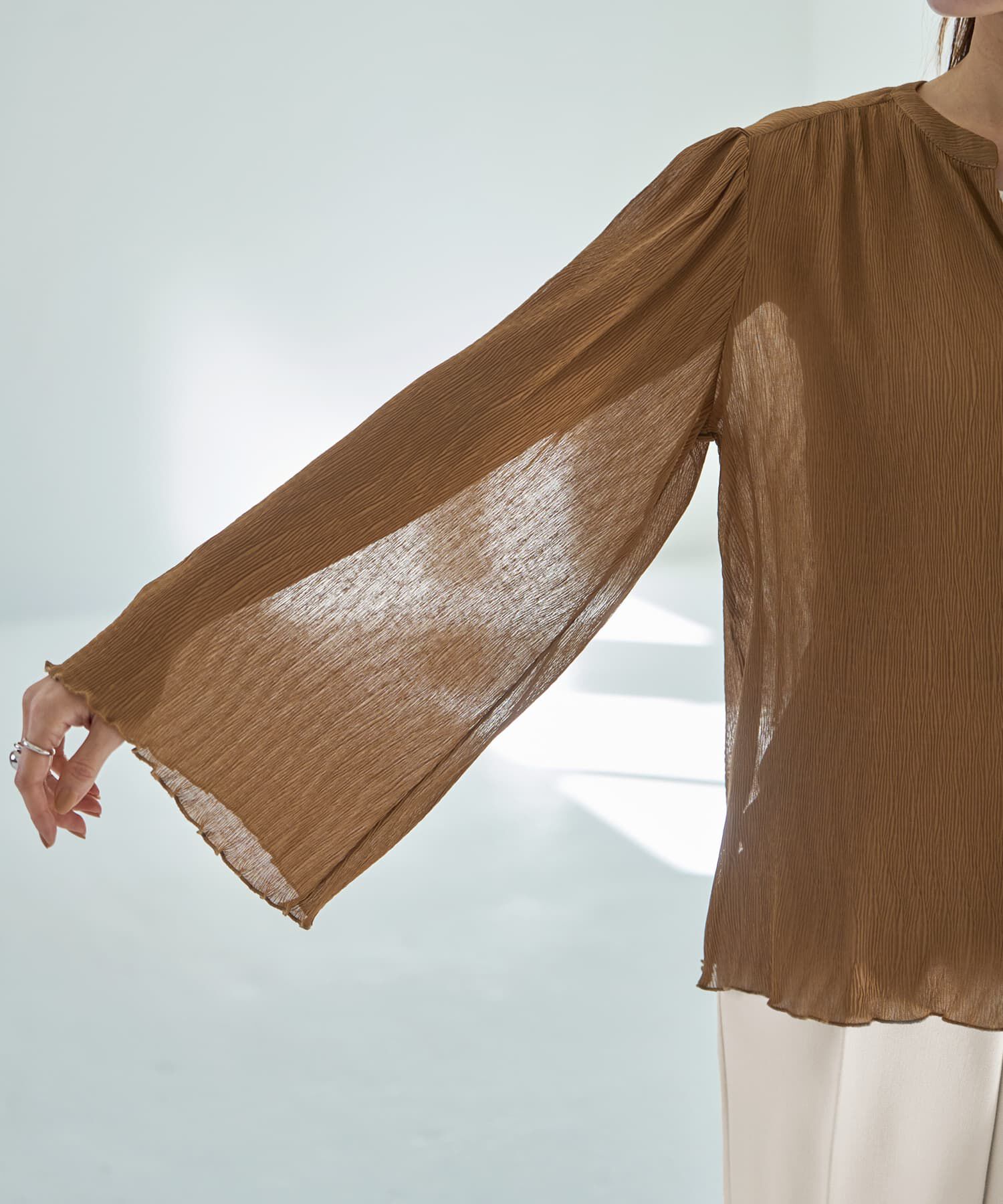 STYLE DELI「シャーリングシフォン楊柳風ブラウス」|シャツ・ブラウス|