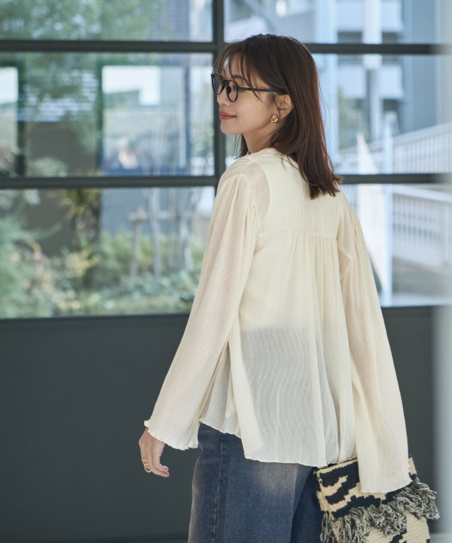 STYLE DELI「シャーリングシフォン楊柳風ブラウス」|シャツ・ブラウス|