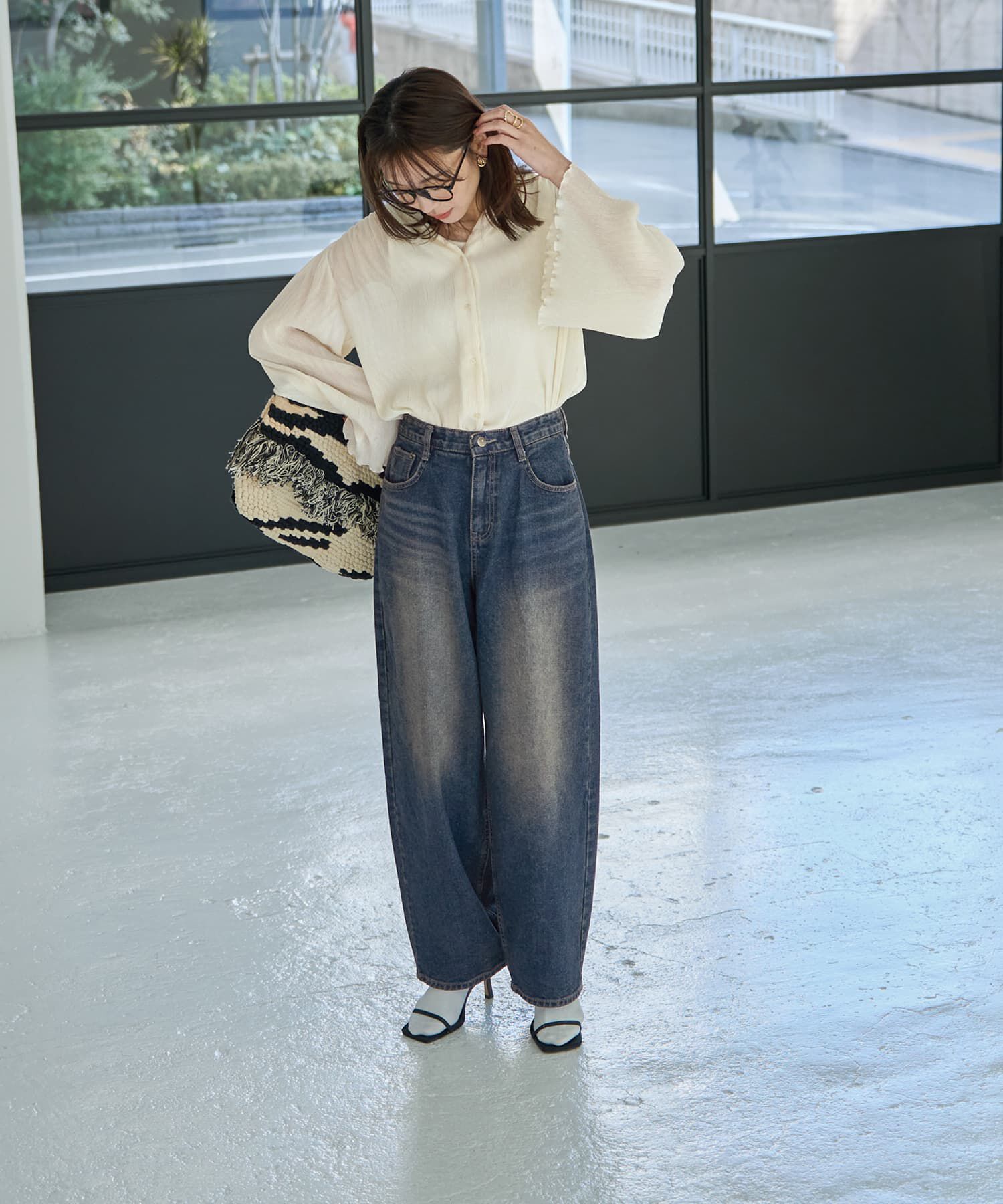 STYLE DELI「シャーリングシフォン楊柳風ブラウス」|シャツ・ブラウス|