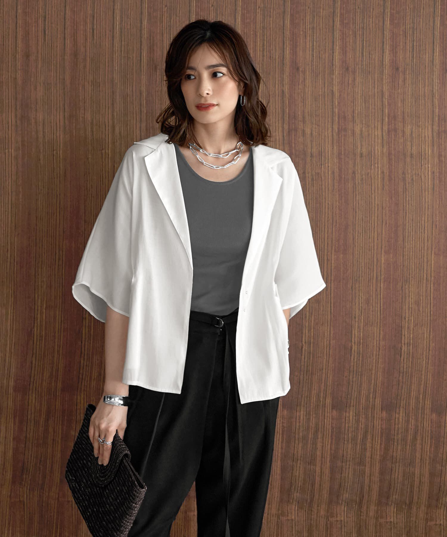 STYLE DELI「薄っすらシアーシャツジャケット」|テーラードジャケット|