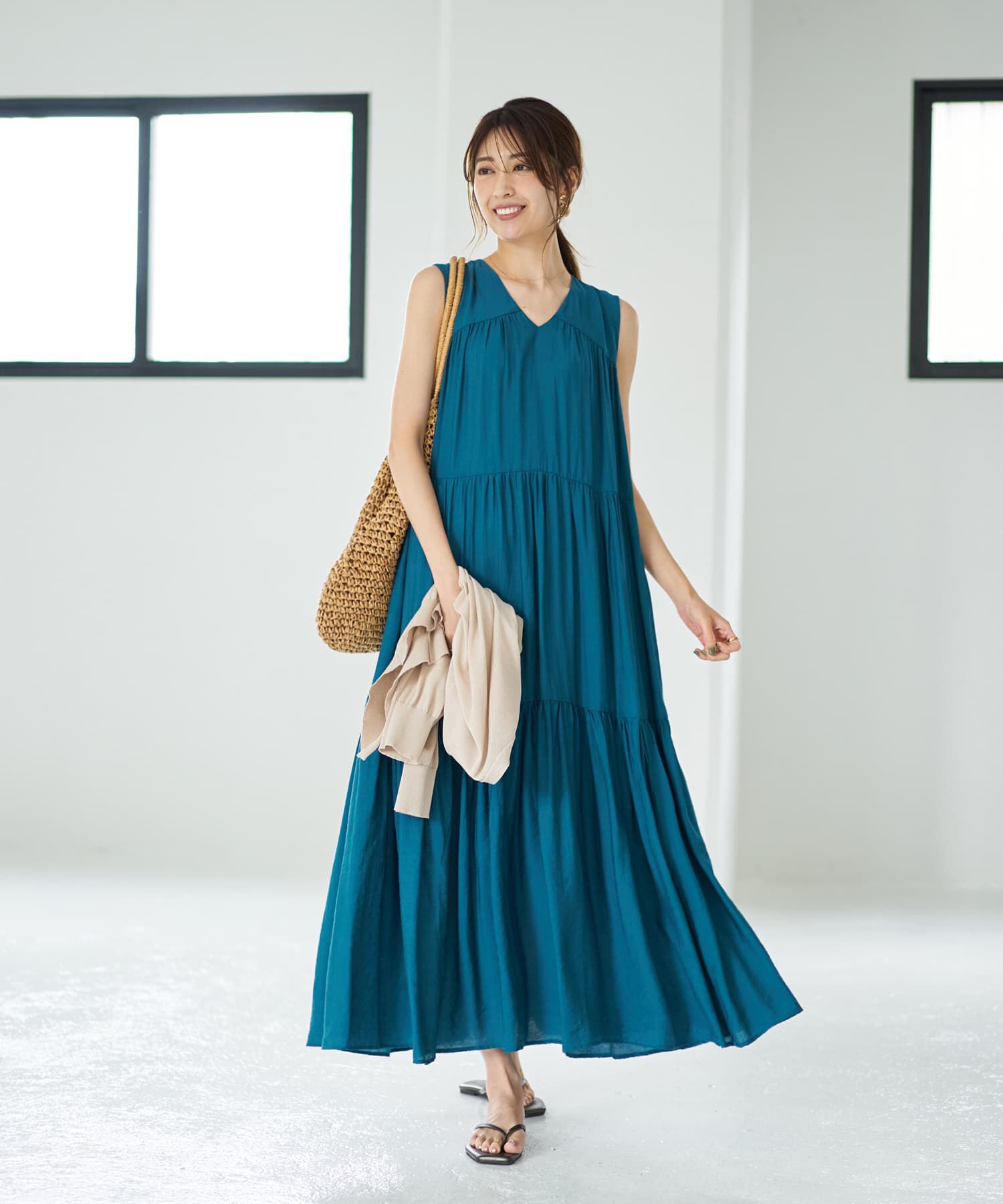 STYLE DELI「【LUXE】楊柳ティアードサマードレスB」|ワンピース|