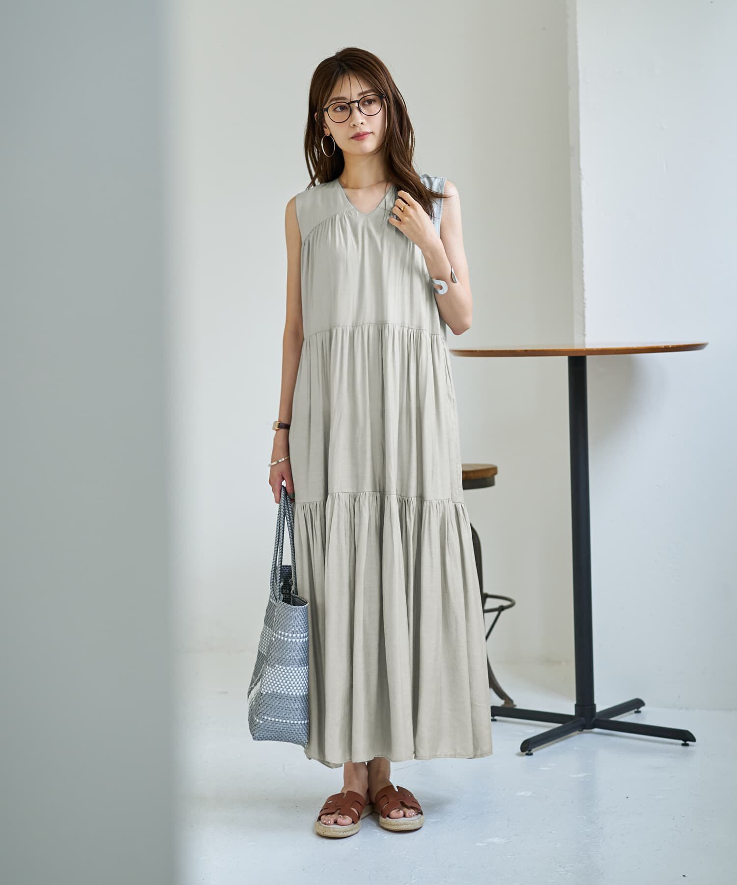 STYLE DELI「【LUXE】楊柳ティアードサマードレスB」|ワンピース|