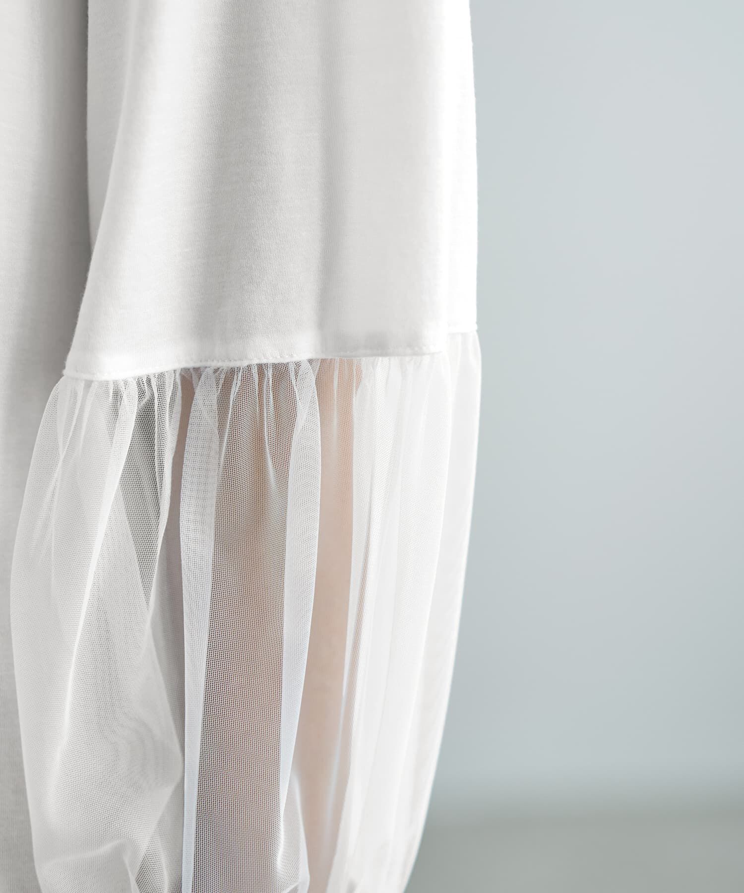 STYLE DELI「【Made in JAPAN】部分チュールのとろけるカットソートップス」|Tシャツ・カットソー|