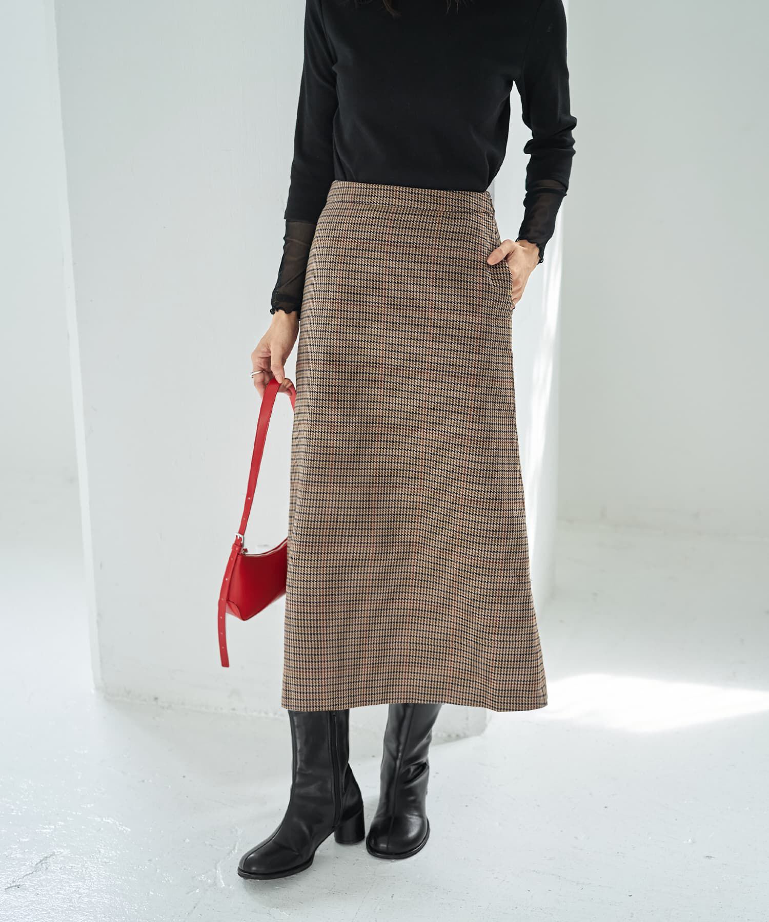 STYLE DELI「グレンチェック柄Aラインスカート」|スカート|