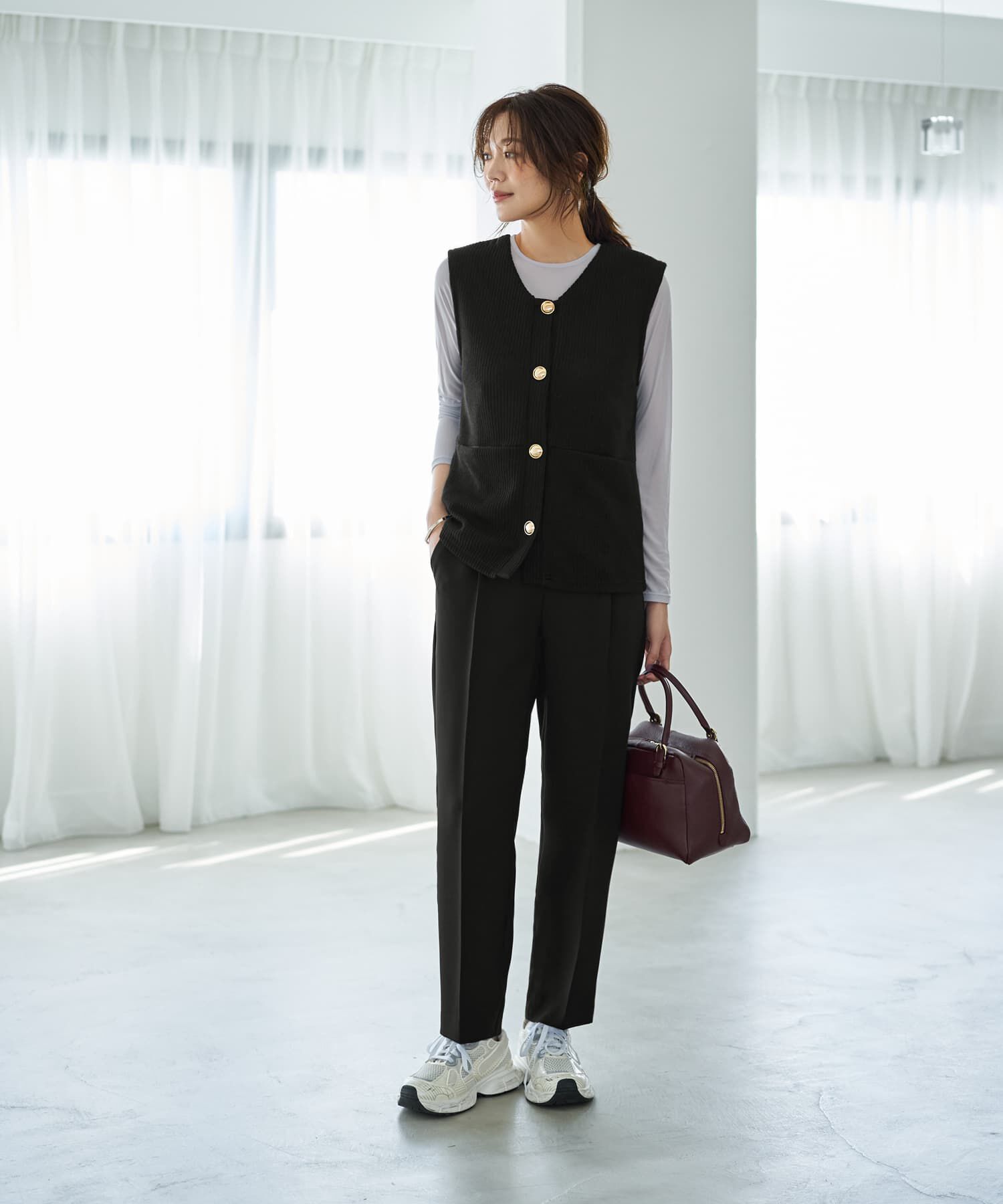 STYLE DELI「GOLDボタンリブニットソーベスト」|ベスト・ジレ|