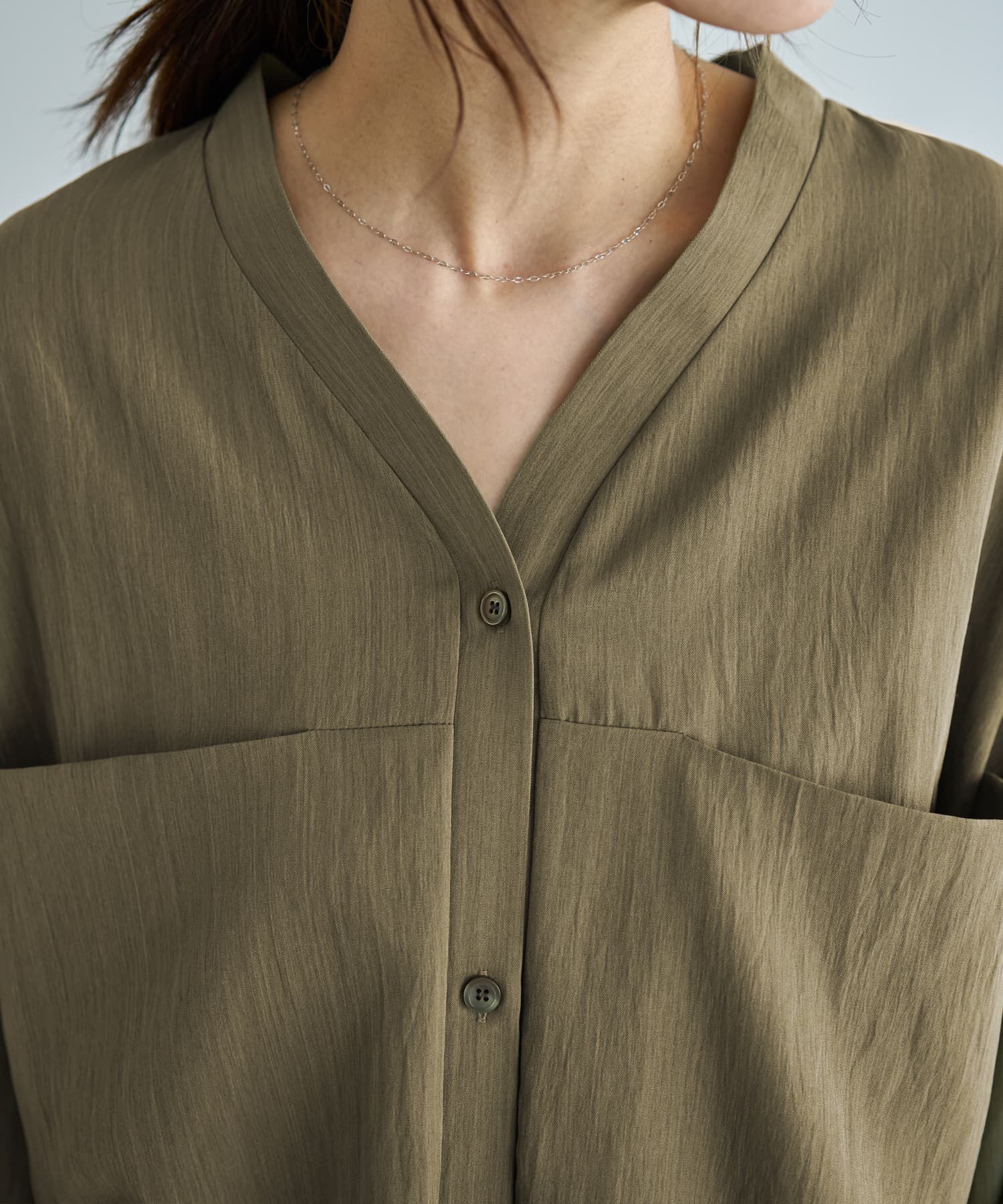 STYLE DELI「袖口リブの身頃がポケットVネックシャツ」|シャツ・ブラウス|