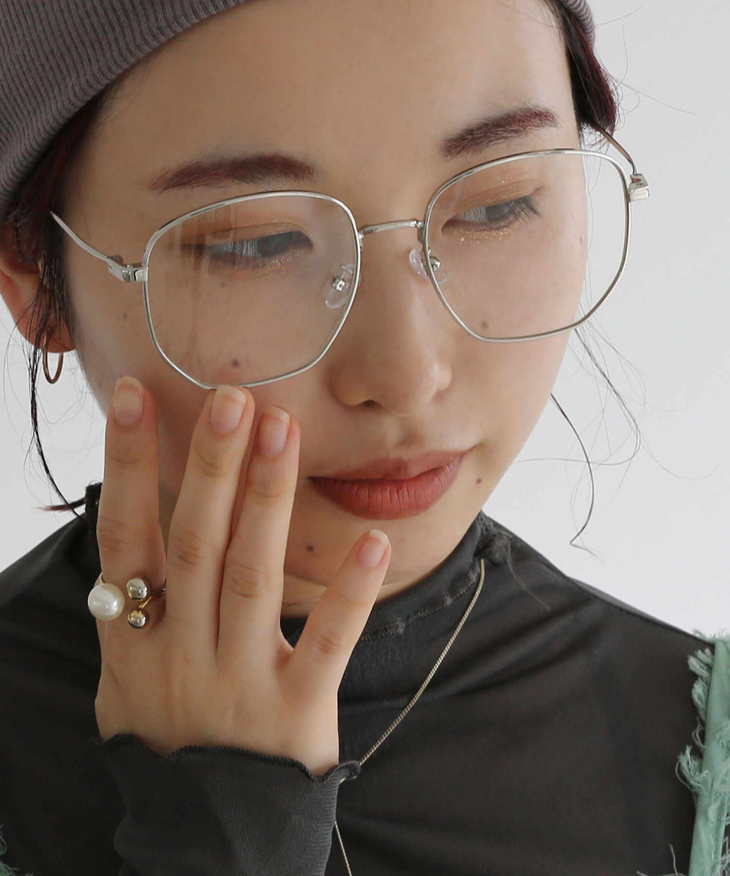 colleca la「メタルフレーム 大きめレンズめがね/伊達メガネ」|メガネ|