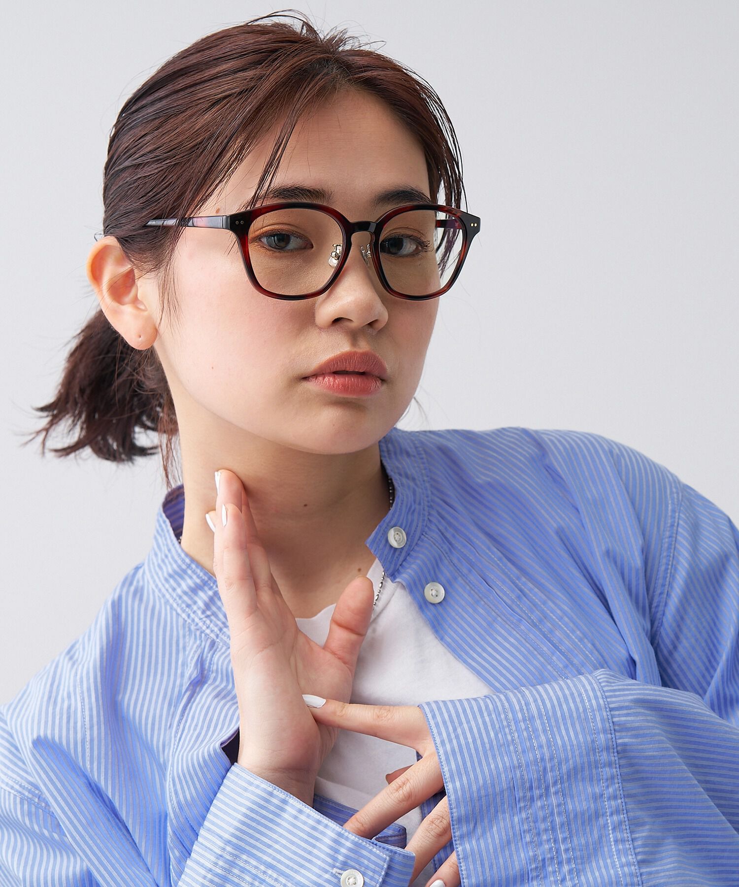  「ウェリントン型 クリアレンズサングラス｜紫外線100%カットクリアサングラス」|サングラス|ブラウン