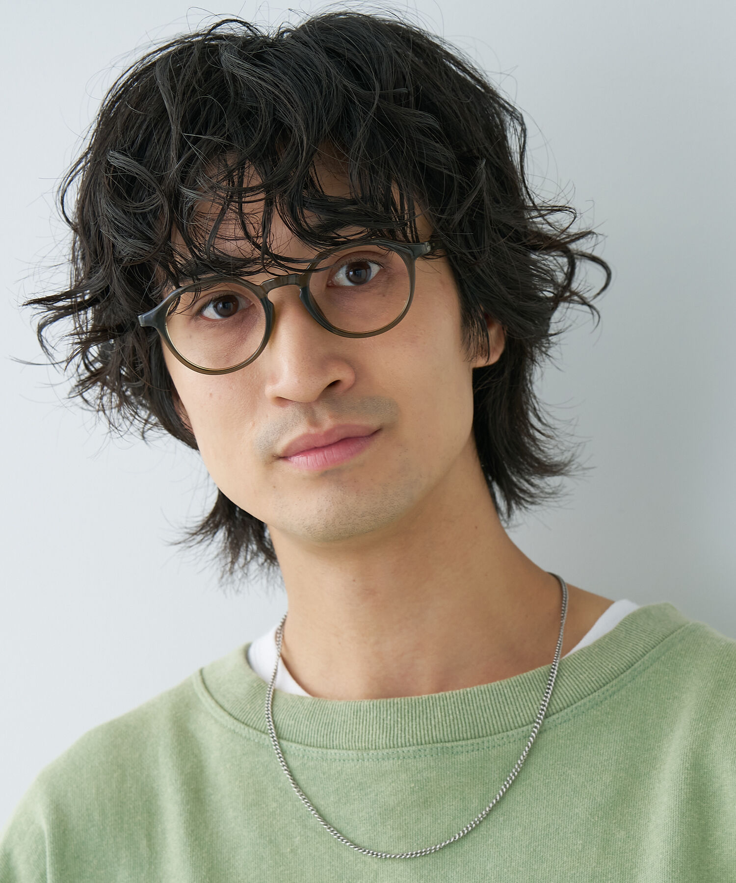  「ボストン型 メガネ｜ クラウンパント 軽量 黒縁 クリア フレーム  レンズ交換券付き GO」|メガネ|グリーン