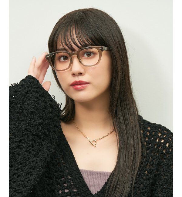  「Zoff｜emiri ウェリントン型 メガネ |辺見えみり 軽量 黒縁フレーム レンズ交換券付」|メガネ|グレー