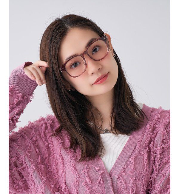  「 ウェリントン型 メガネ | 黒縁フレーム 伊達めがね 度付きユニセックス 読書  CLASSIC  レンズ交換券付」|メガネ|濃ピンク