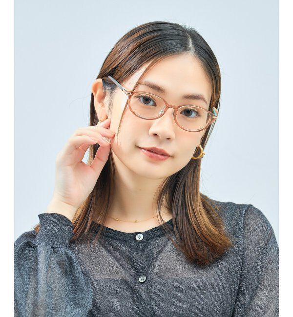  「オーバル型 メガネ | レザー調 ラバーテンプル ズレ落ち防止 眼鏡 伊達・度付き眼鏡  レンズ交換券付」|メガネ|ブラウン系その他1