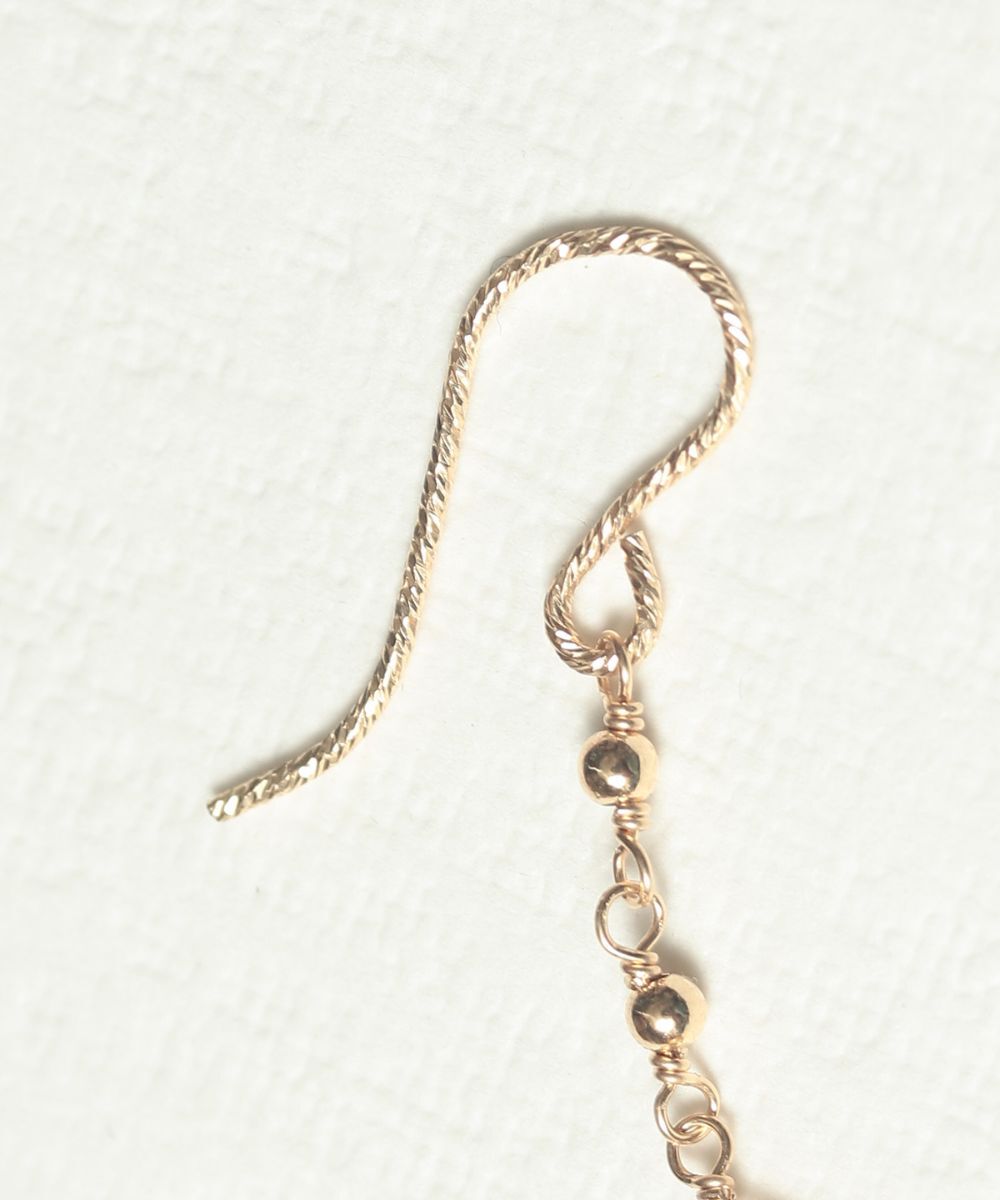  「K14GF ミラーボール 天然石 フックピアス　」|ピアス|