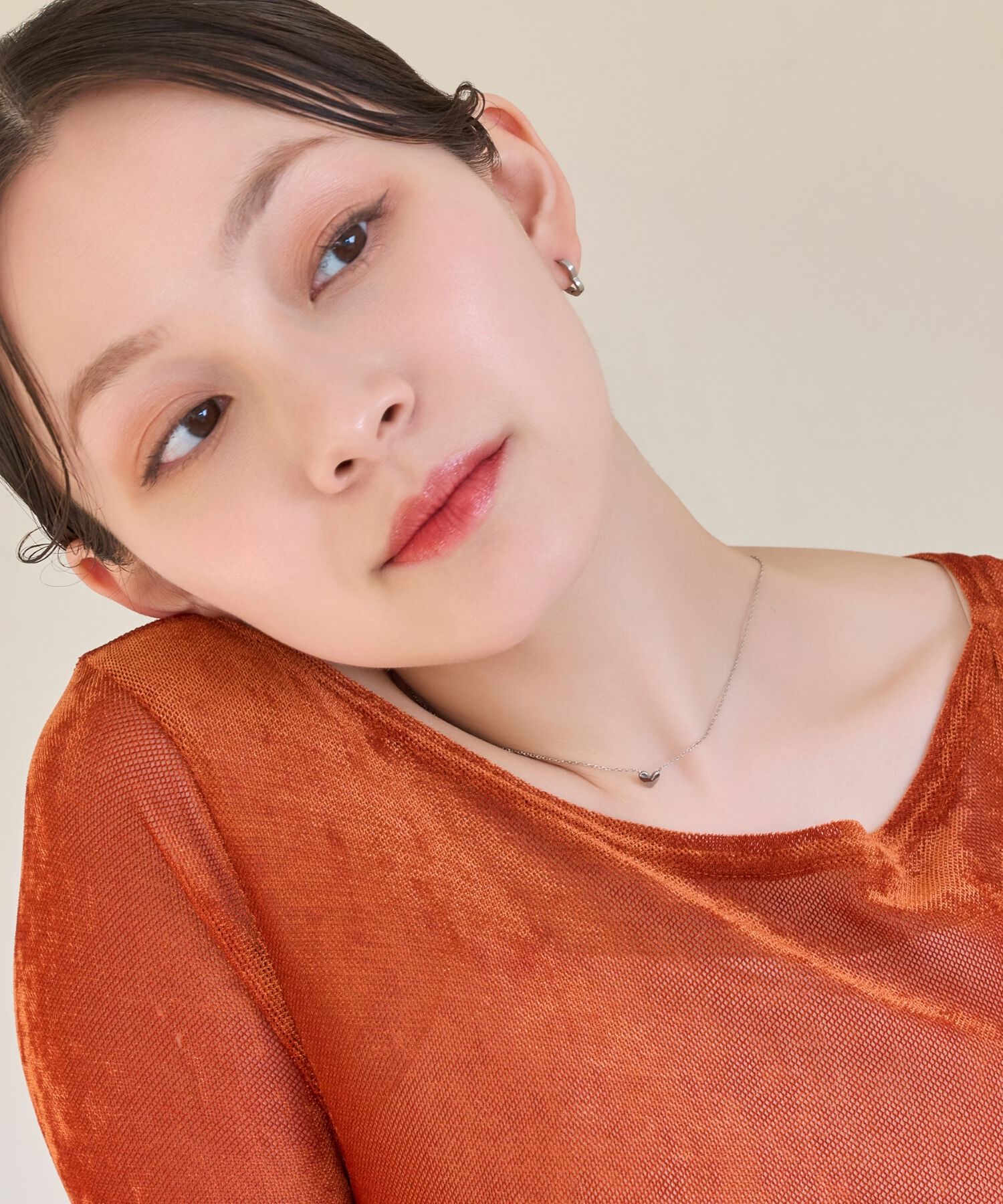 Phoebe「【金属アレルギー対応】スリークハートネックレス　シルバー/サージカルステンレス」|ネックレス|