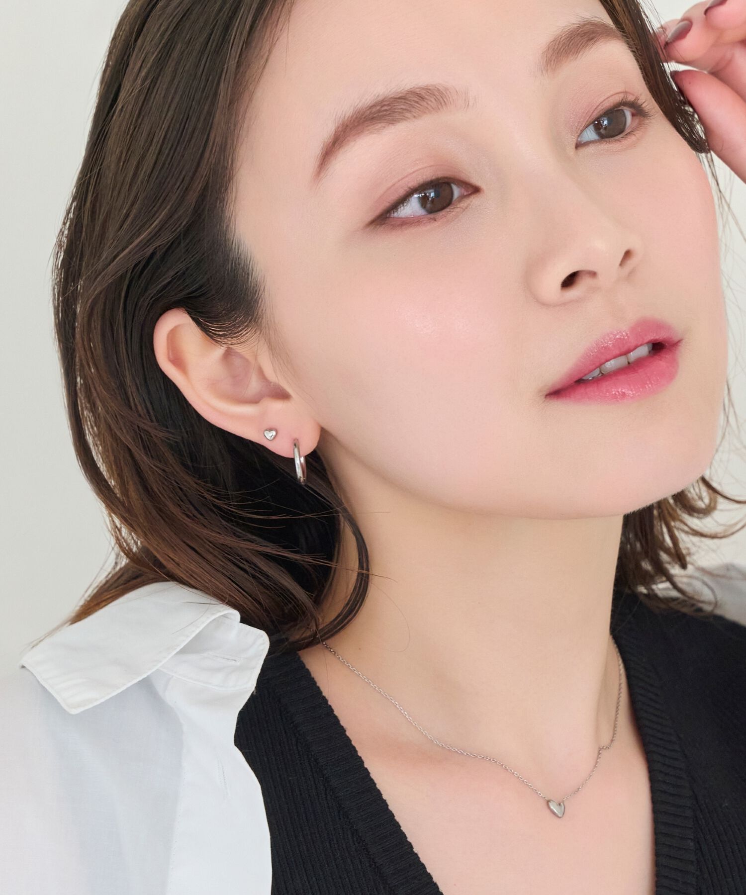 Phoebe「【金属アレルギー対応】パフィーハートピアス　シルバー/サージカルステンレス」|ピアス|