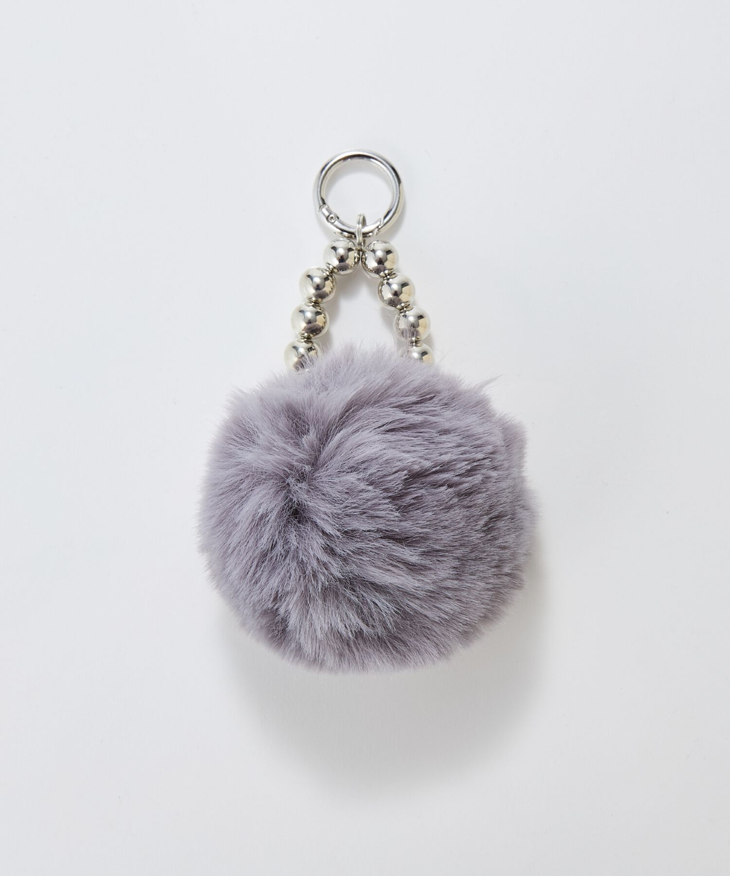 Phoebe「メタルボールファーバッグチャーム　グレー」|チャーム・キーホルダー|グレー