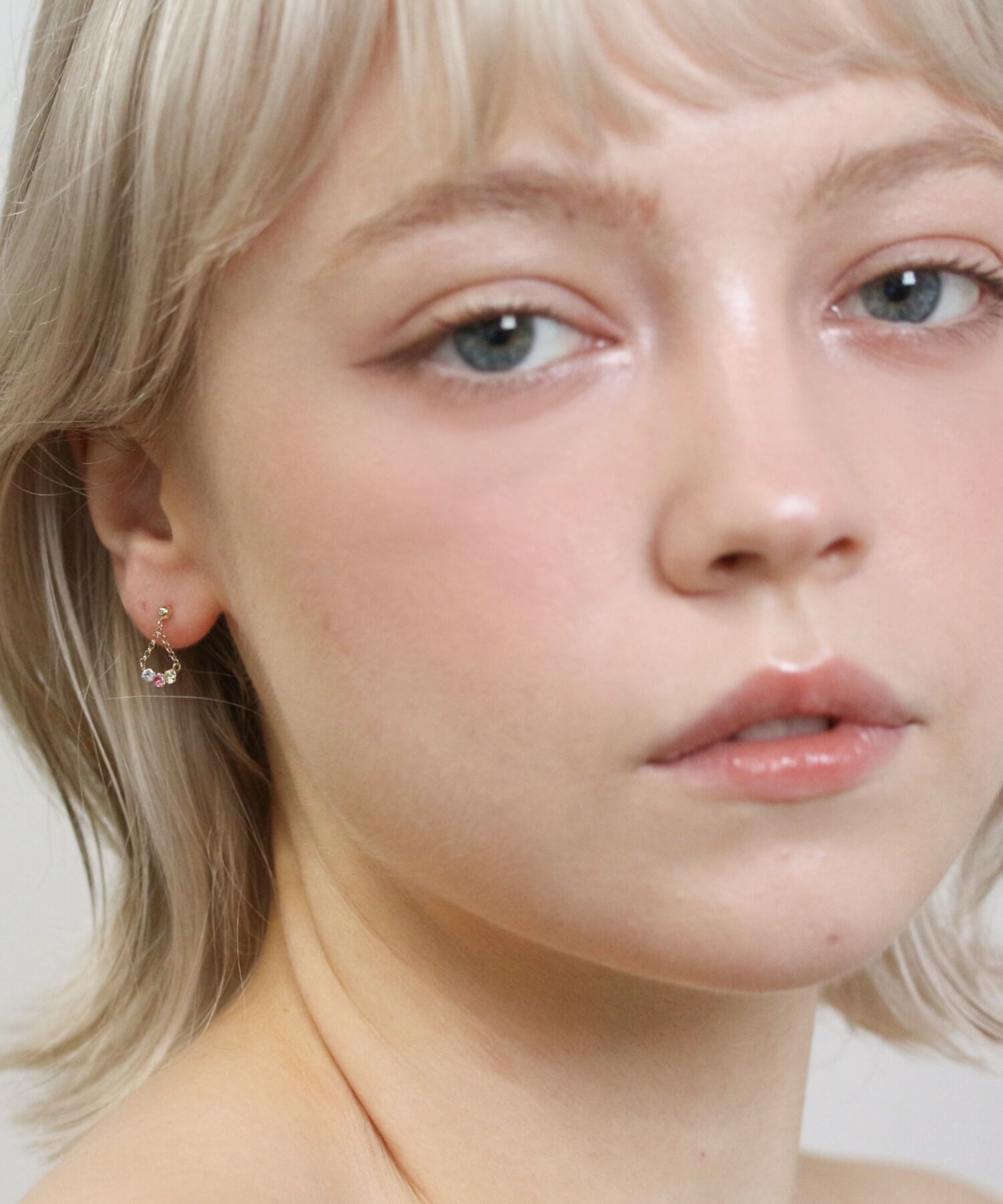  「マルチカラーストーン 扇 ピアス | K18」|その他|