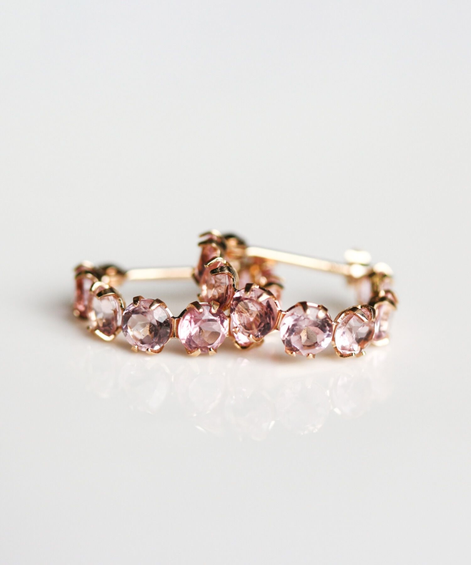  「ピンクトルマリン スナップ フープ ピアス | K10YG」|ピアス|