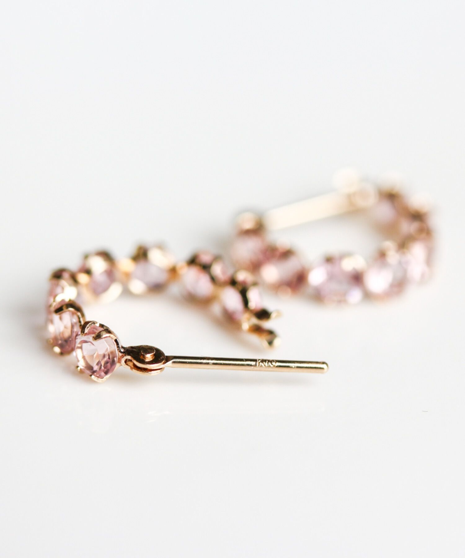  「ピンクトルマリン スナップ フープ ピアス | K10YG」|ピアス|