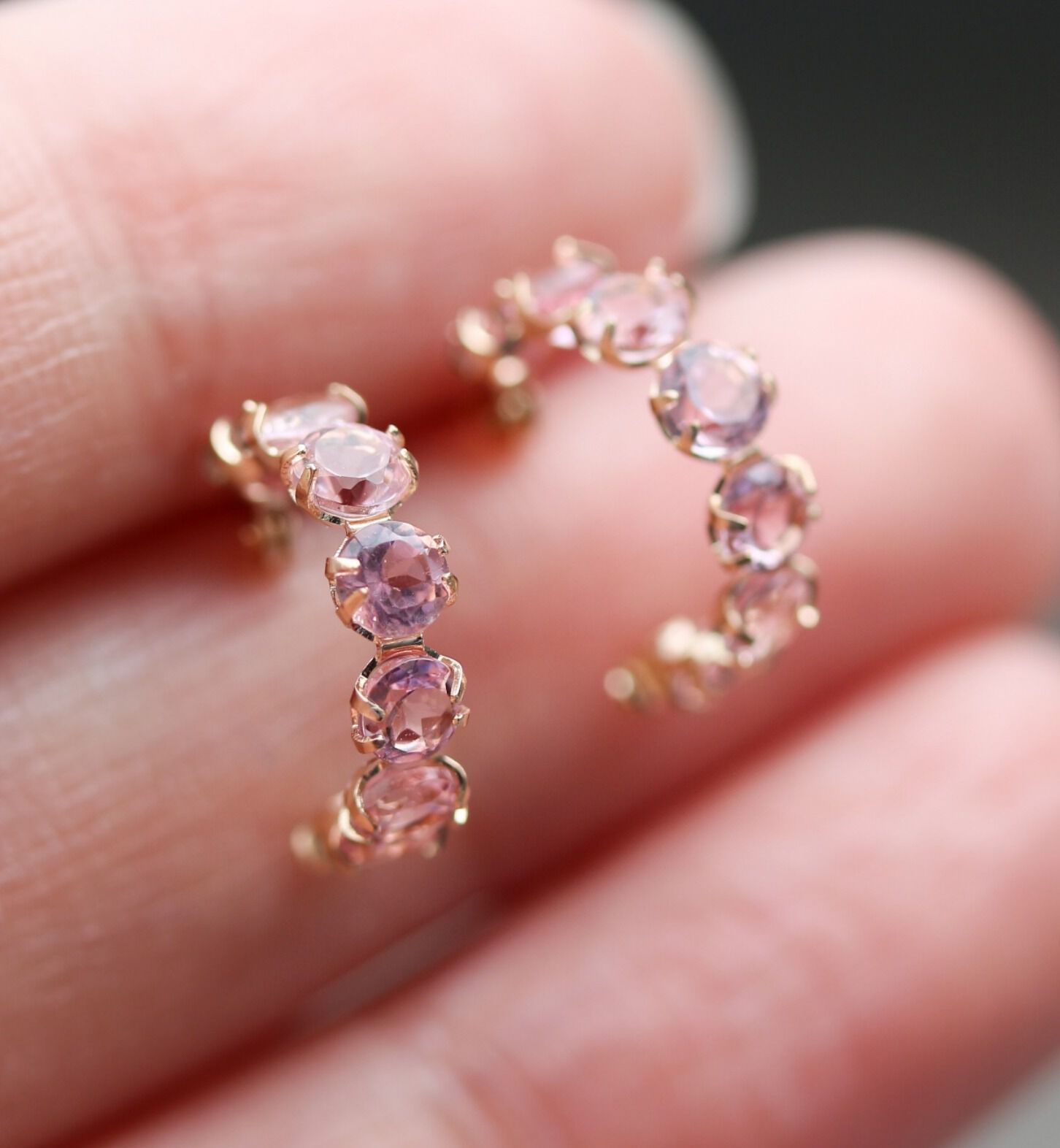  「ピンクトルマリン スナップ フープ ピアス | K10YG」|ピアス|