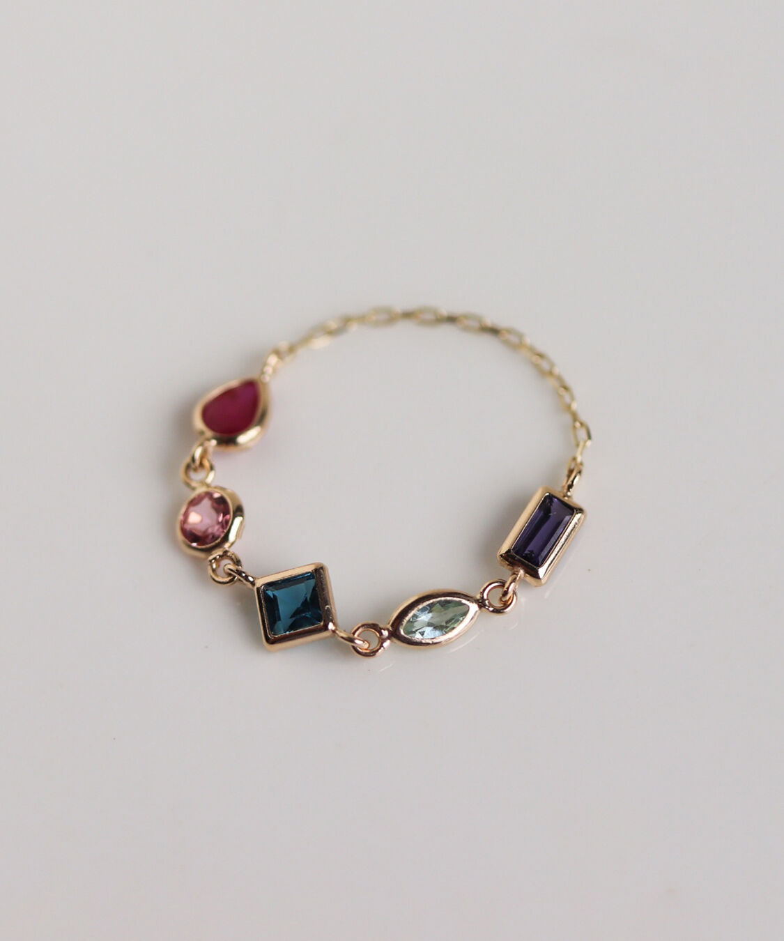  「マルチカラー ストーン チェーンリング | K10YG」|その他|