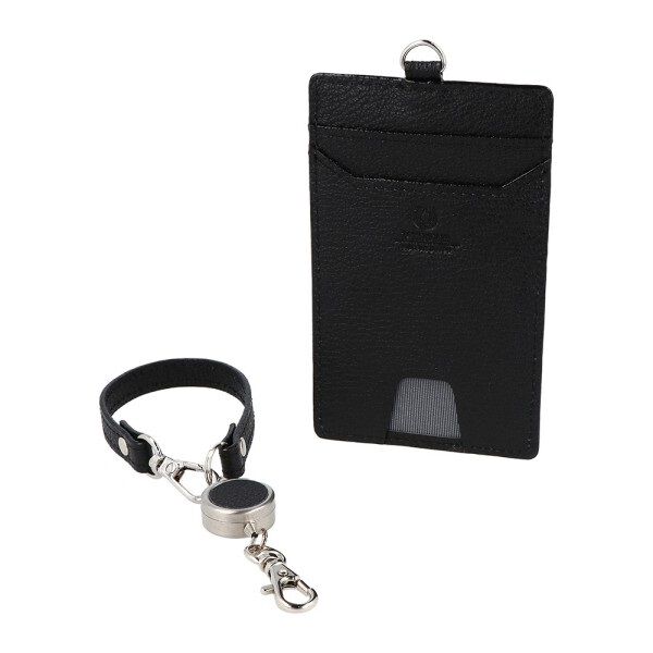 PEDIR「PEDIR(ペディール) ディアシュリンク 本革 リール付 シングルパスケース」|定期入れ|ブラック