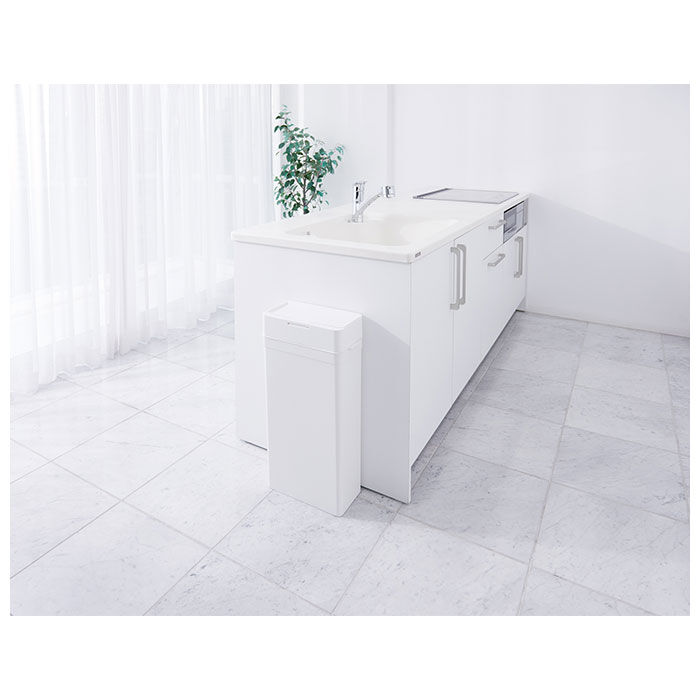 like-it「ゴミ箱 スリム 蓋付き 通販 ライクイット ごみ箱 ふた付き シールズ25 ホワイト グレー」|ダストボックス|