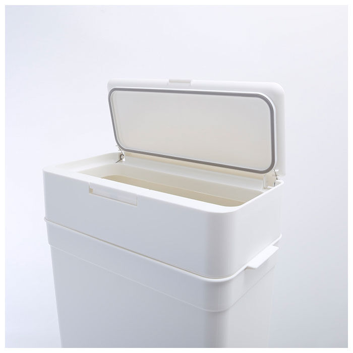 like-it「ゴミ箱 スリム 蓋付き 通販 ライクイット ごみ箱 ふた付き シールズ25 ホワイト グレー」|ダストボックス|