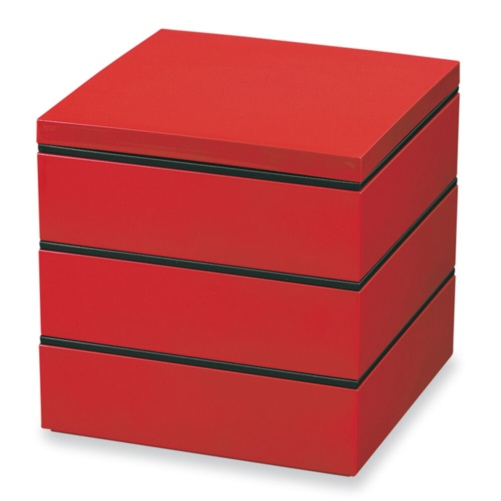 BACKYARD FAMILY「重箱 仕切り 通販 シンプル 3段 お重 18cm ランチボックス ファミリーサイズ お重箱」|食器・キッチングッズ|レッド1